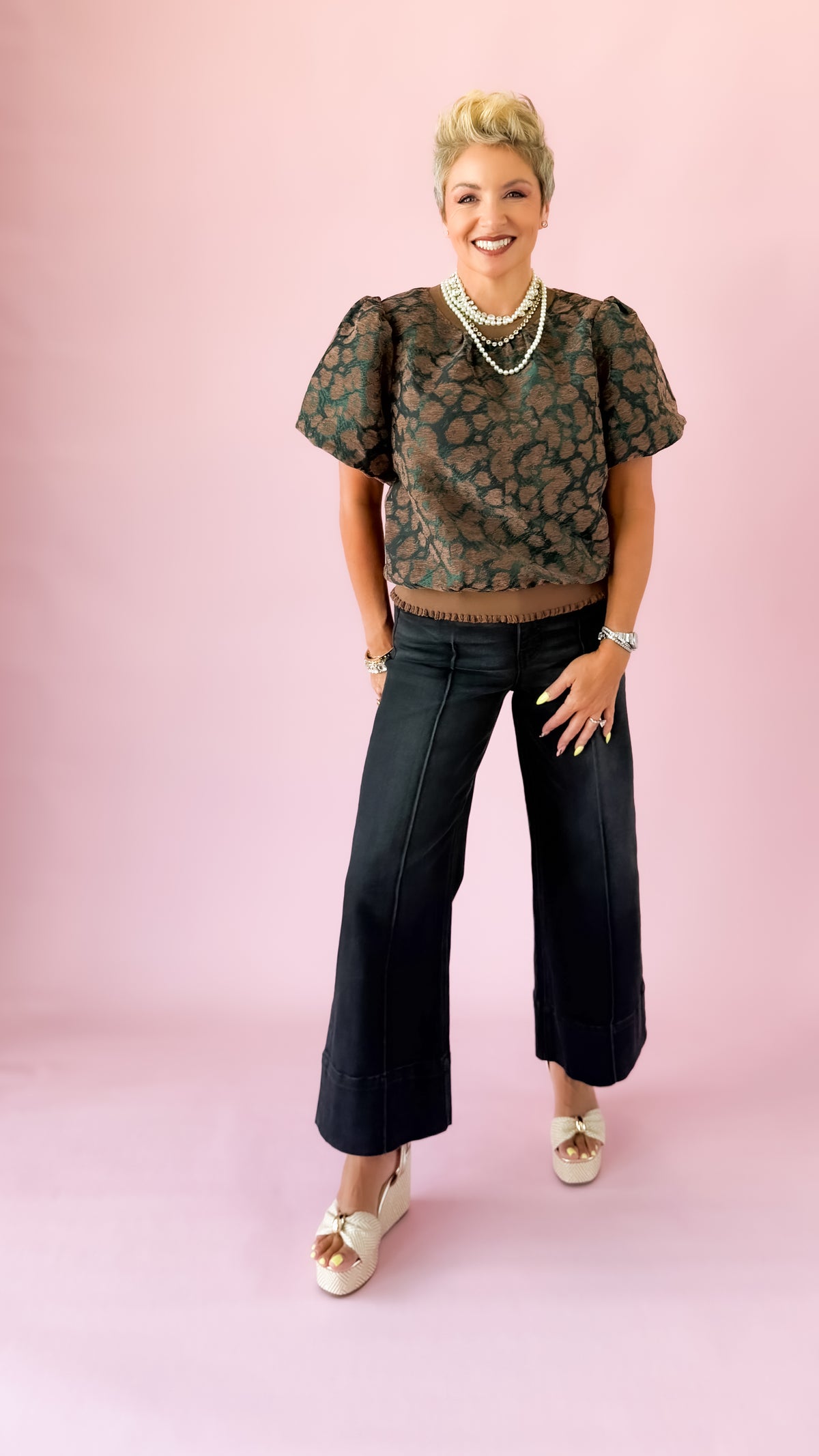Crop Wide Leg Jeans/Black