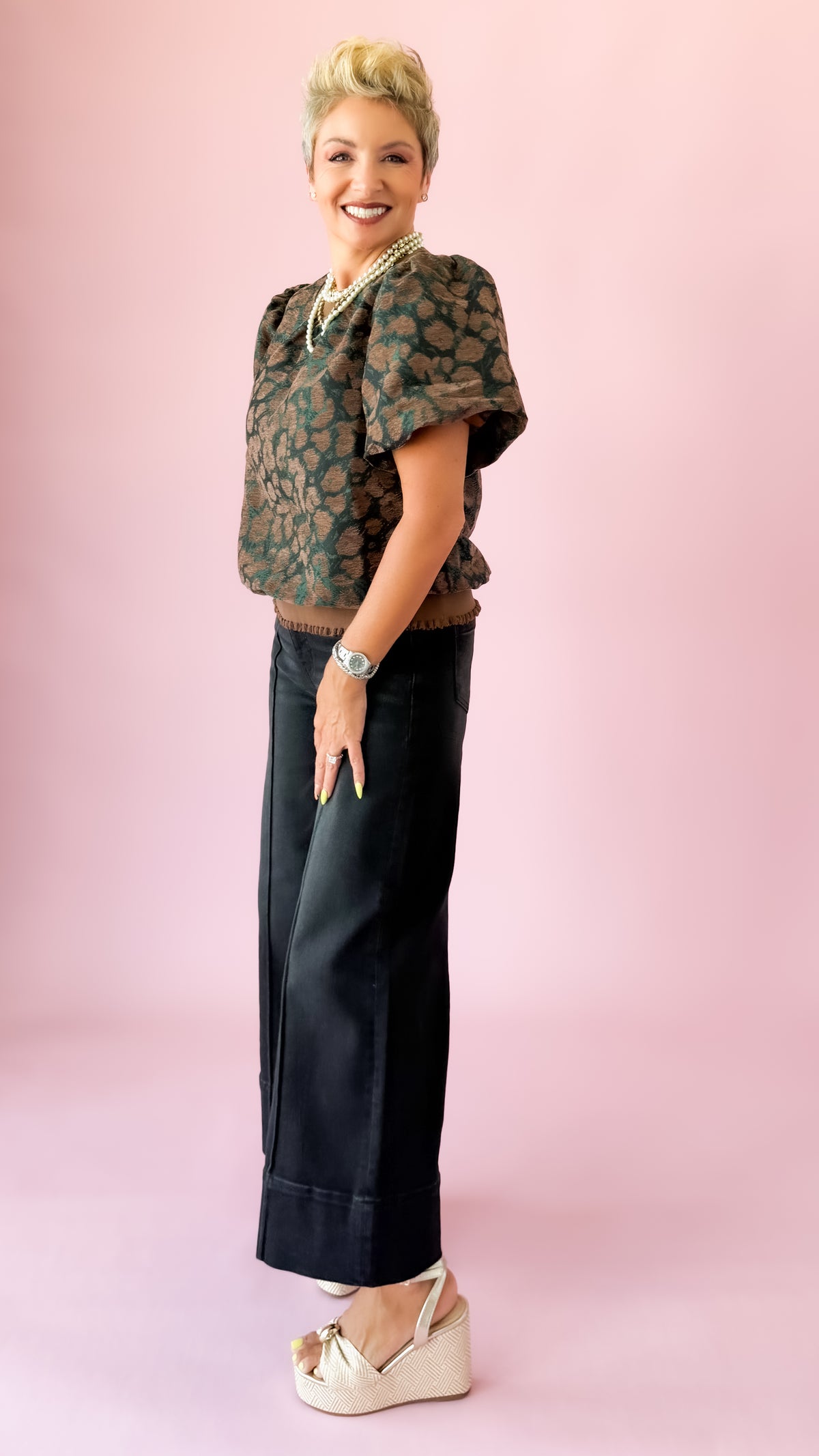 Crop Wide Leg Jeans/Black