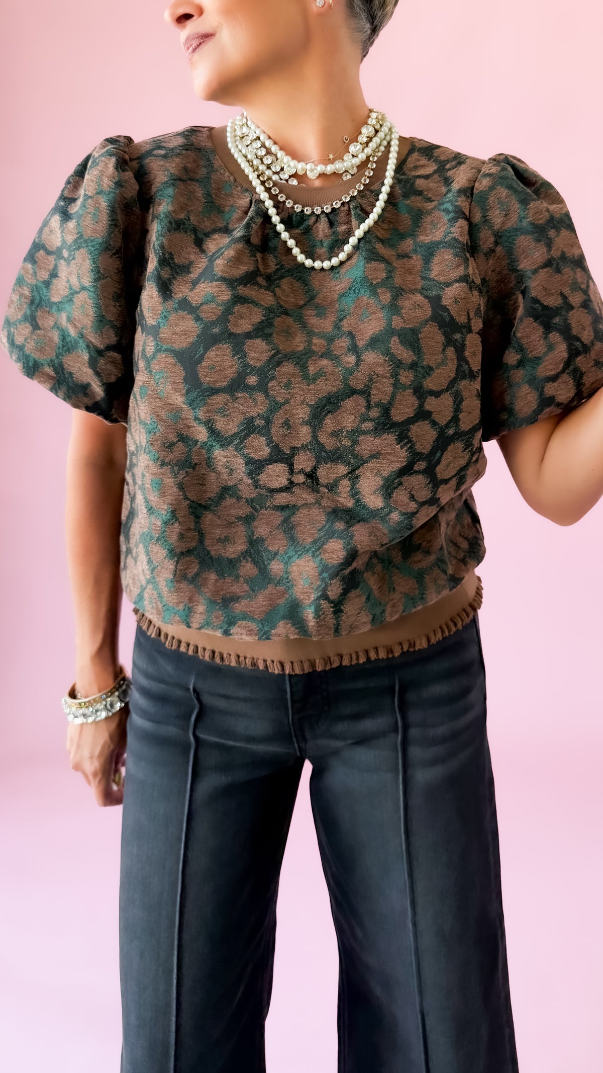Roxie Bubble Top/Jade/Brown