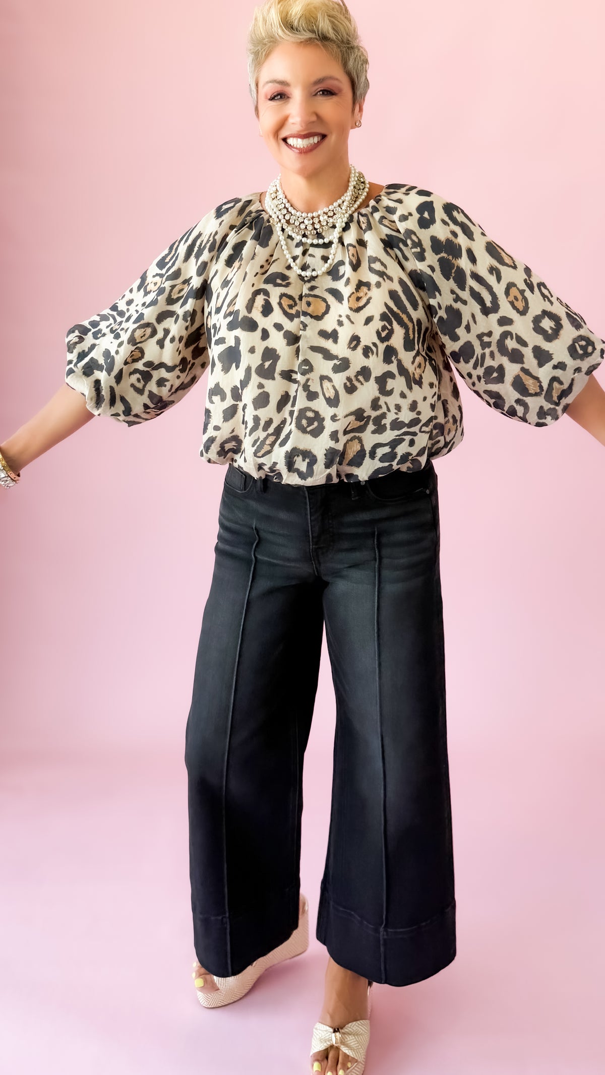 Cheetah Crop Bubble Top/Cream
