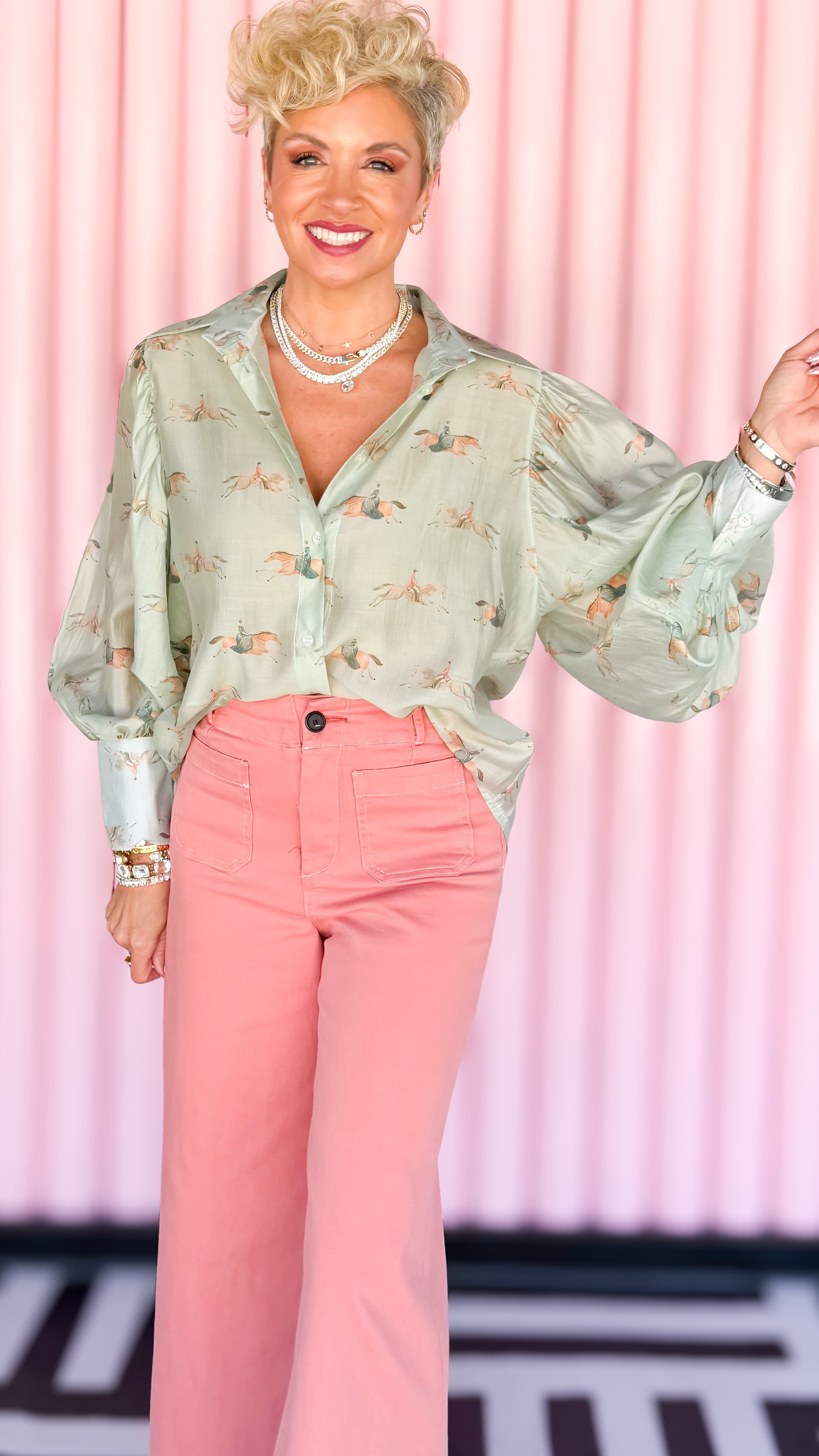 BELLISSIMA BLOUSE/GREEN PONY