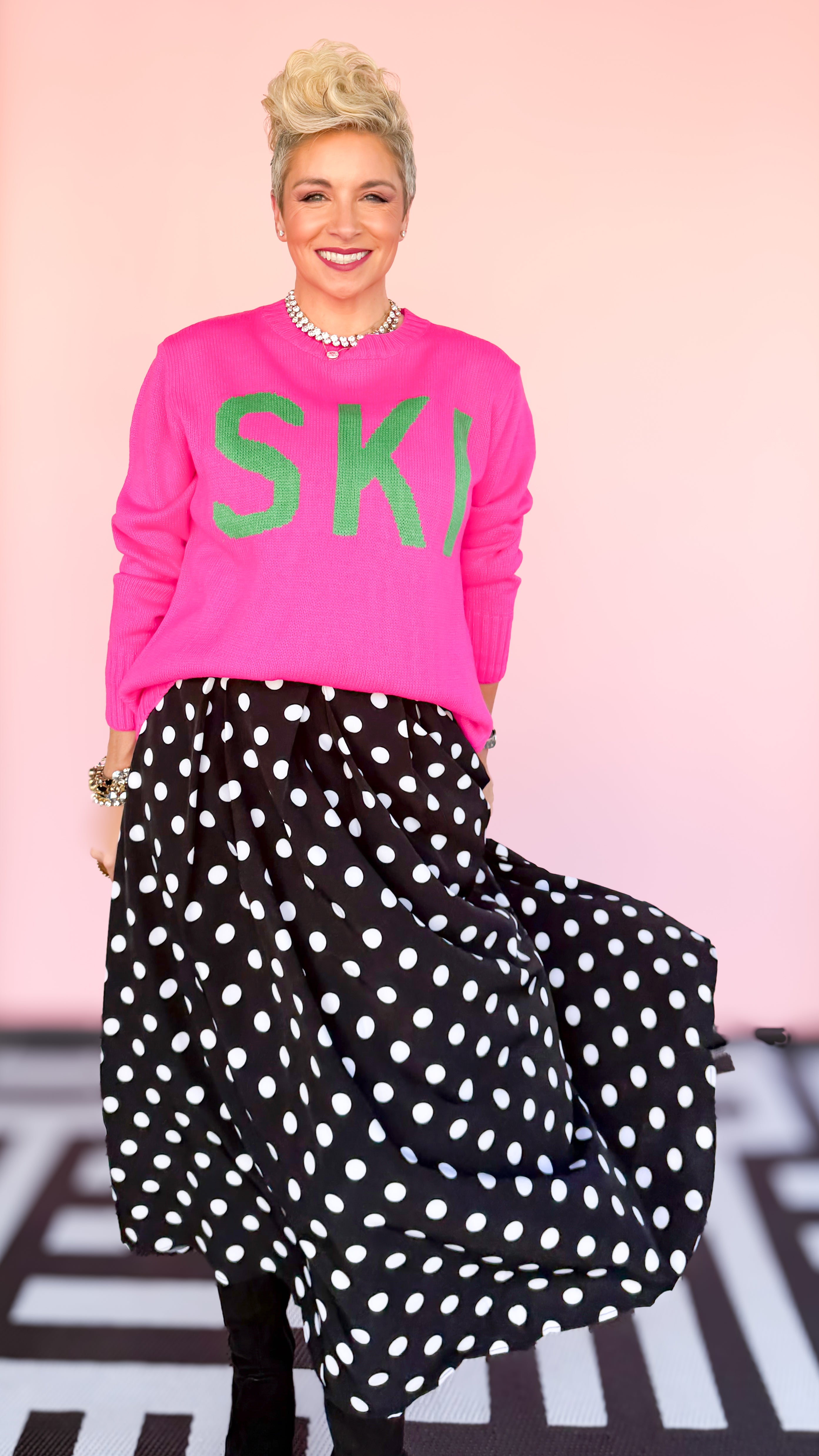 Hot Pink &Green SKI Sweater