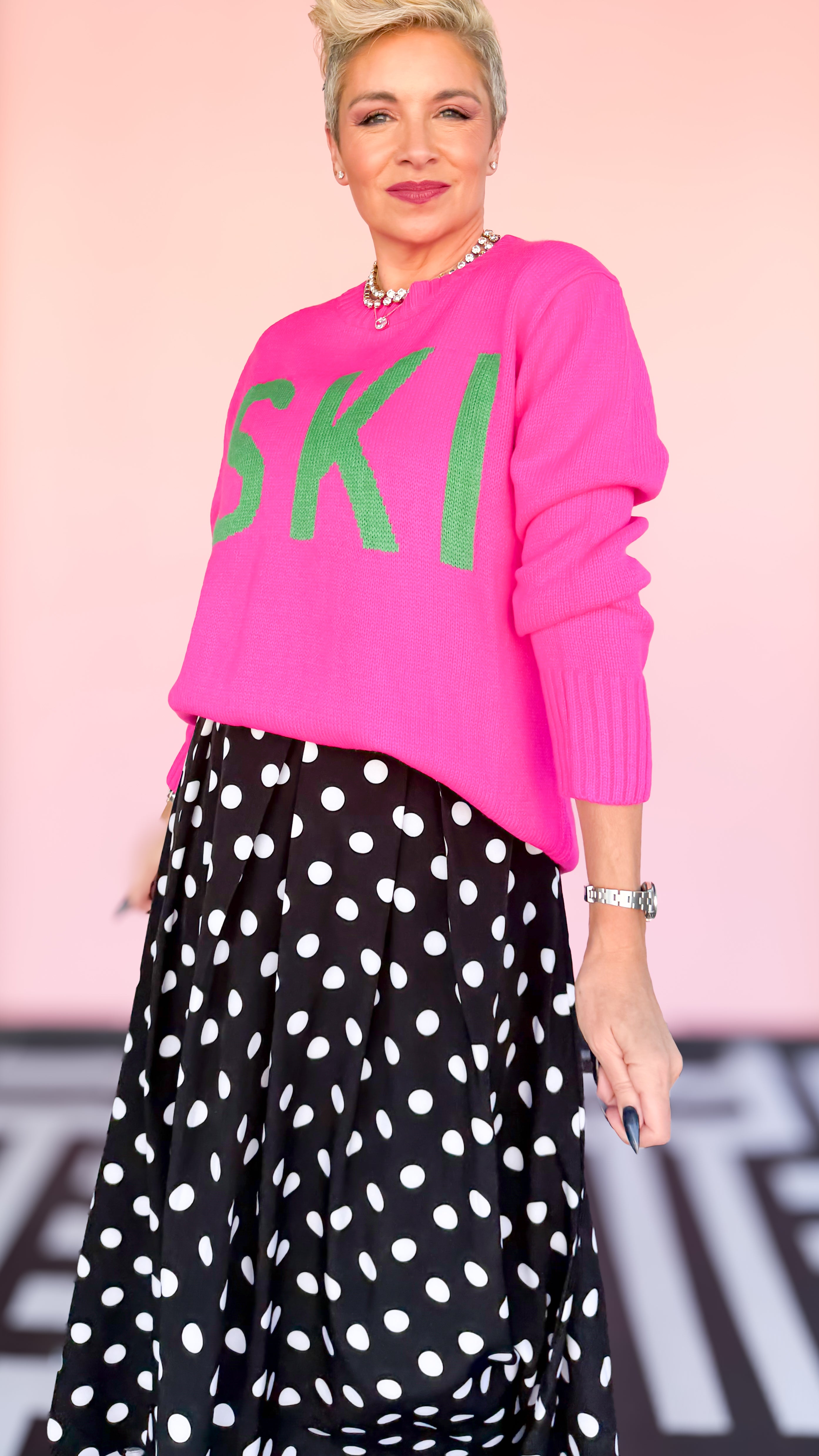 Hot Pink &Green SKI Sweater - The BLVD