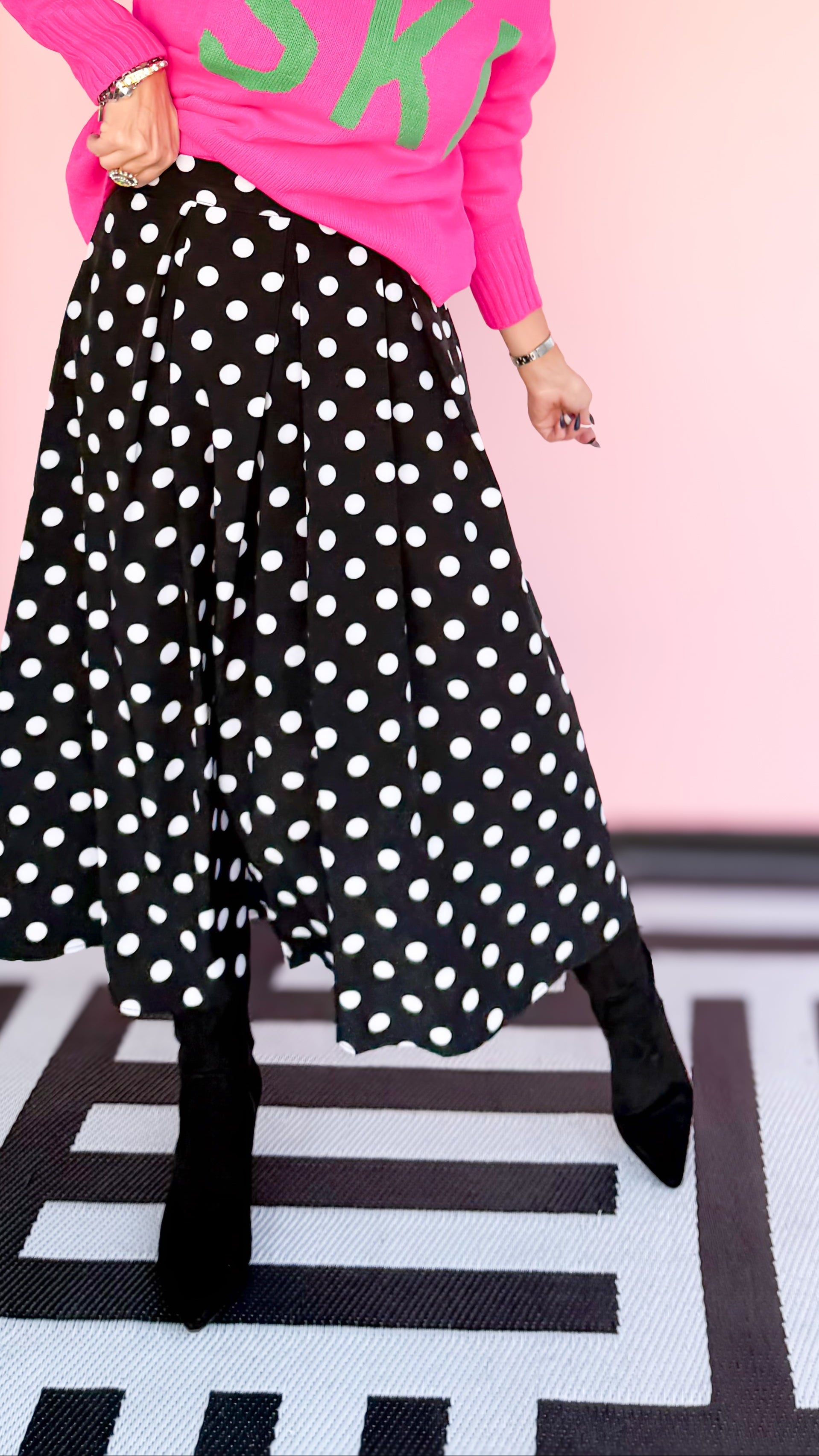 Black & White Polka Dot Skirt - The BLVD