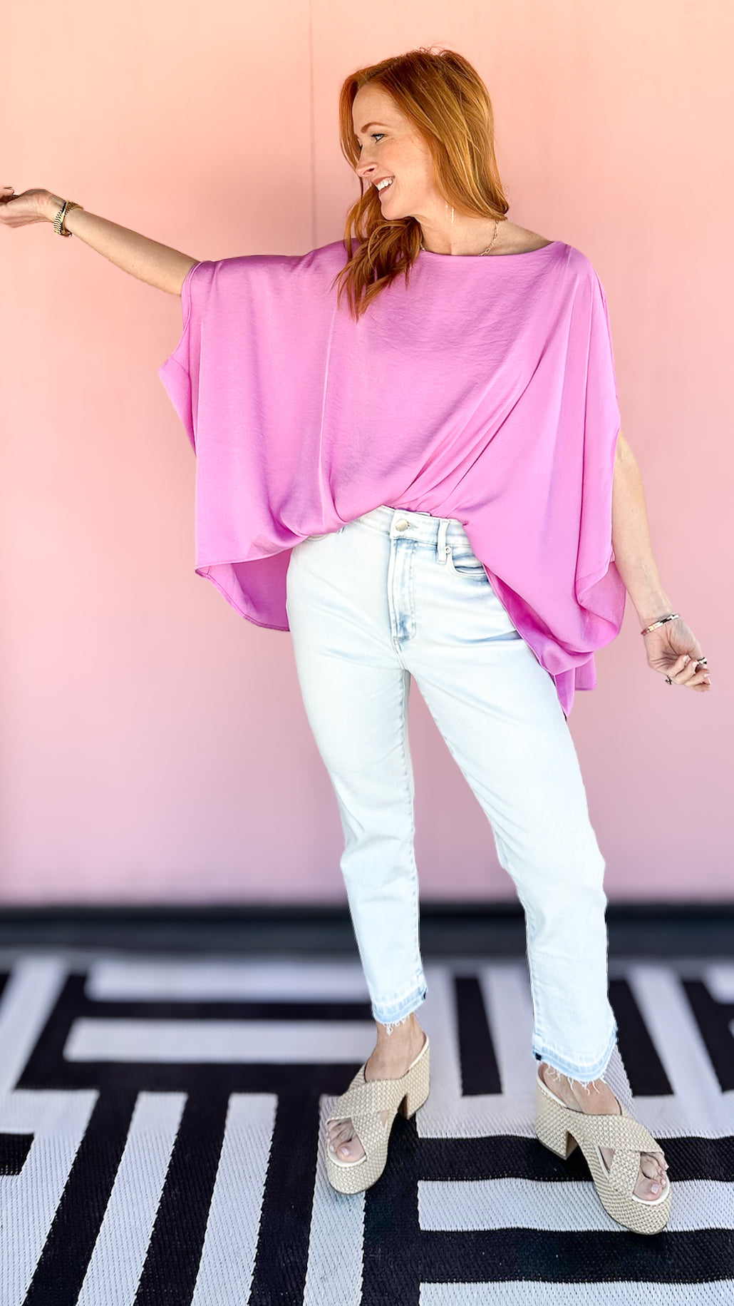 Lavender Washed Poly Silk Top - The BLVD