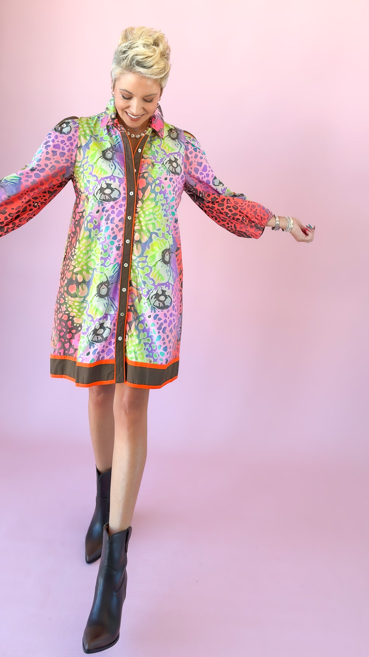 Leopard Color Wave Mini Dress