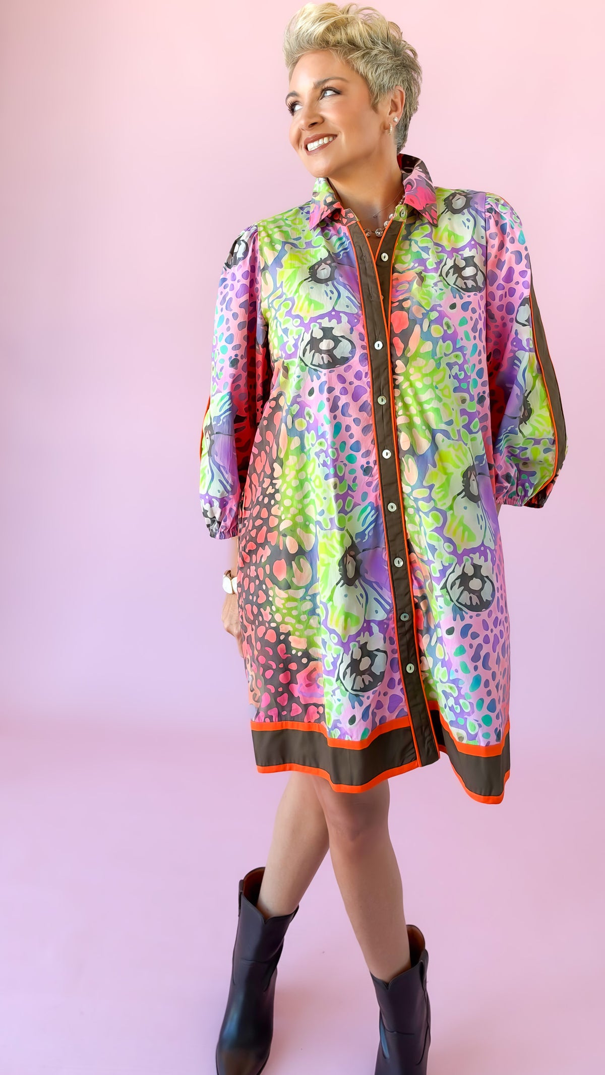 Leopard Color Wave Mini Dress