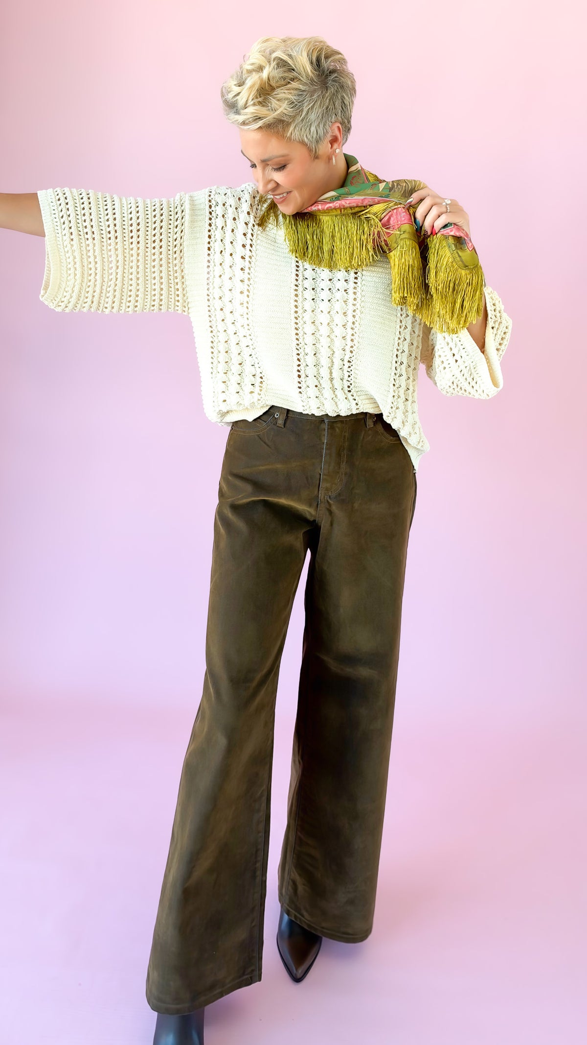 Brown Velvet Wide Leg Jeans