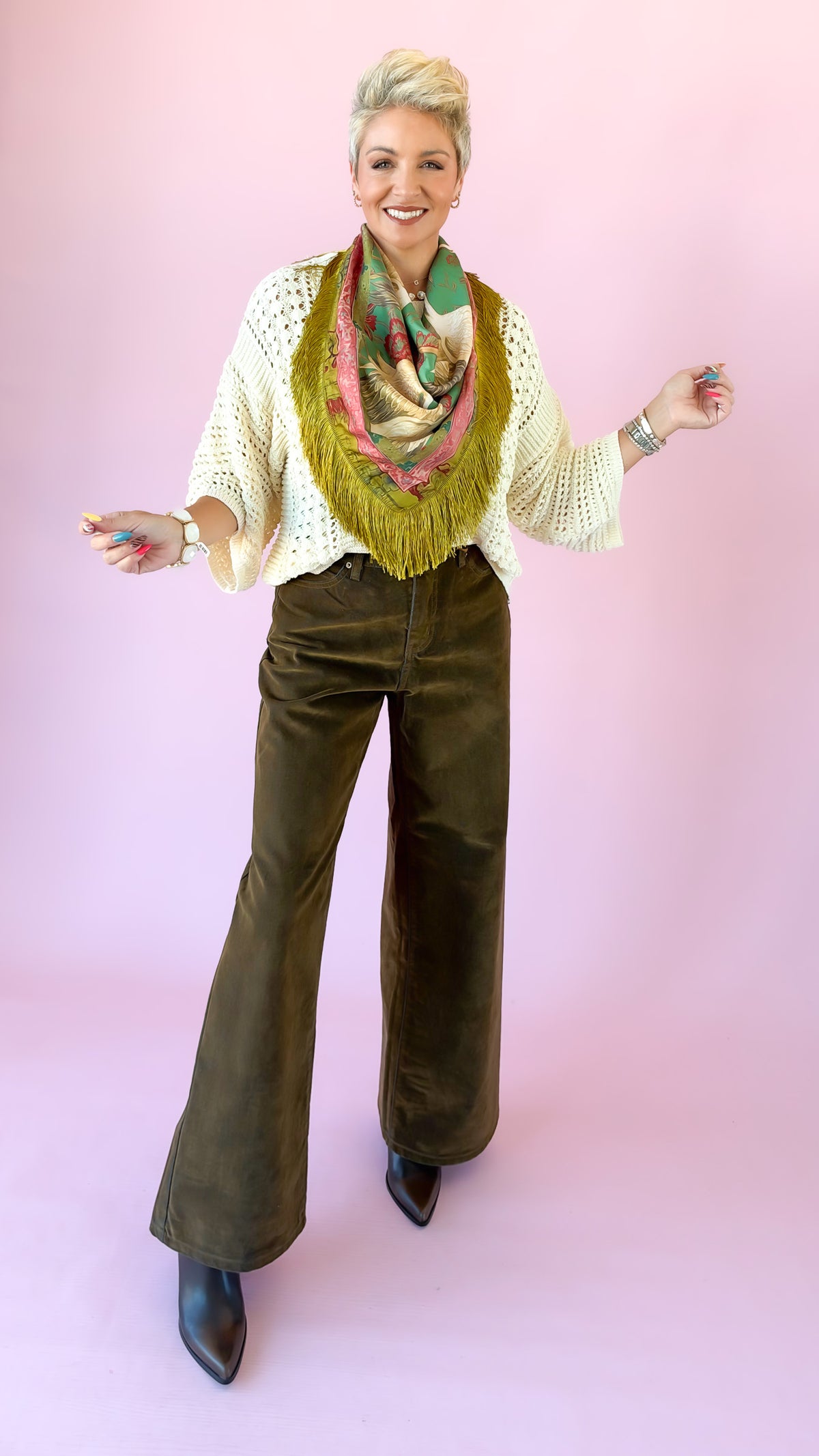 Brown Velvet Wide Leg Jeans