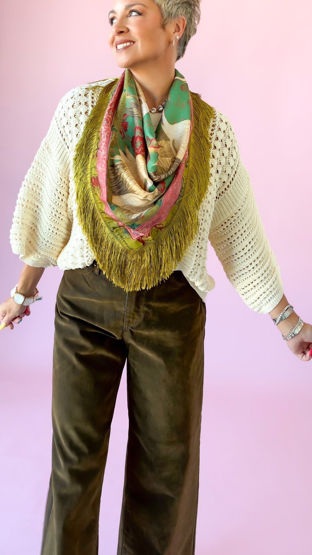 Shimmer Knit Sweater/Cream Gold