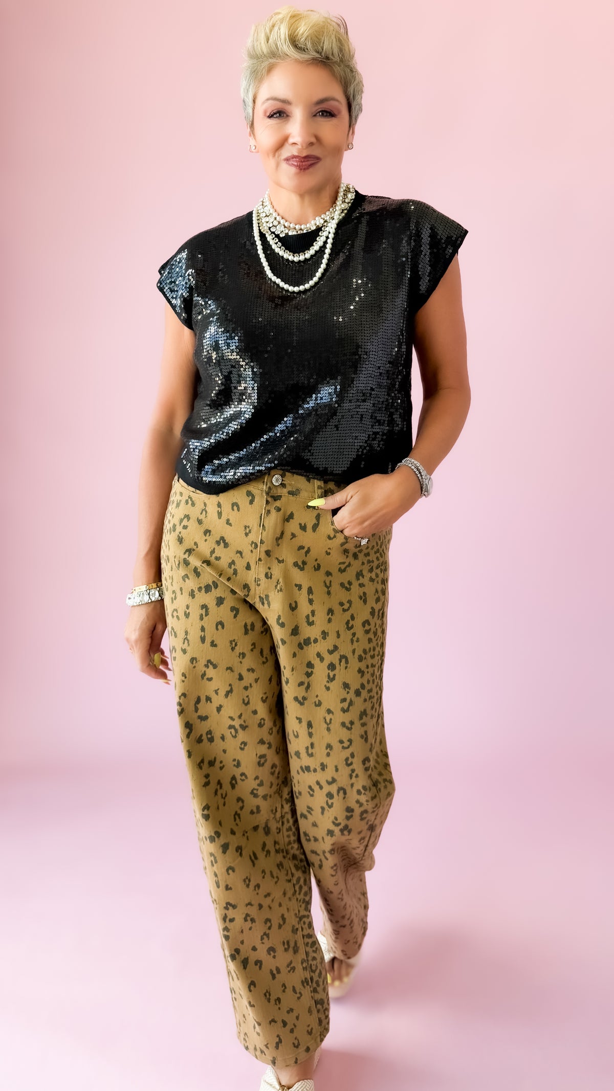 Sierra Sequin Top/Black