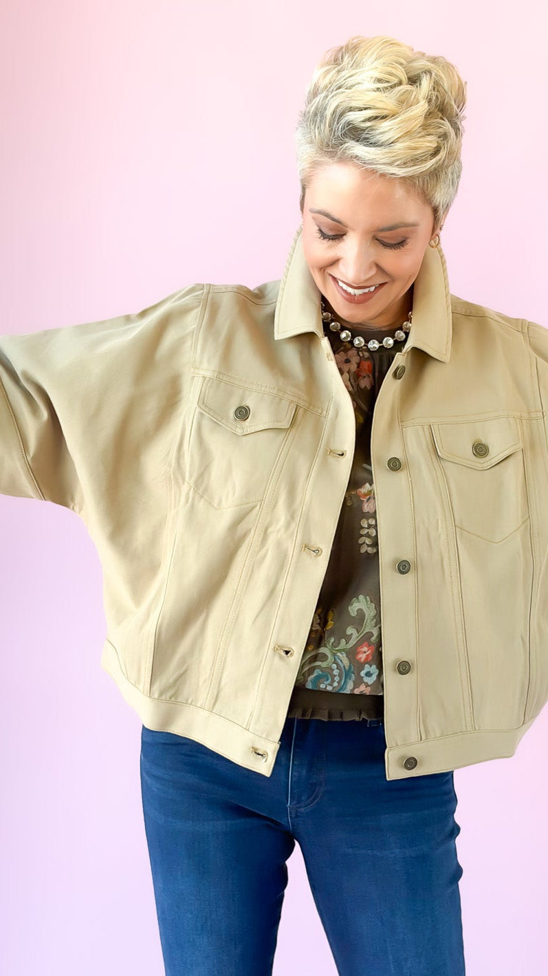 Oversized Twill Jacket/Taupe