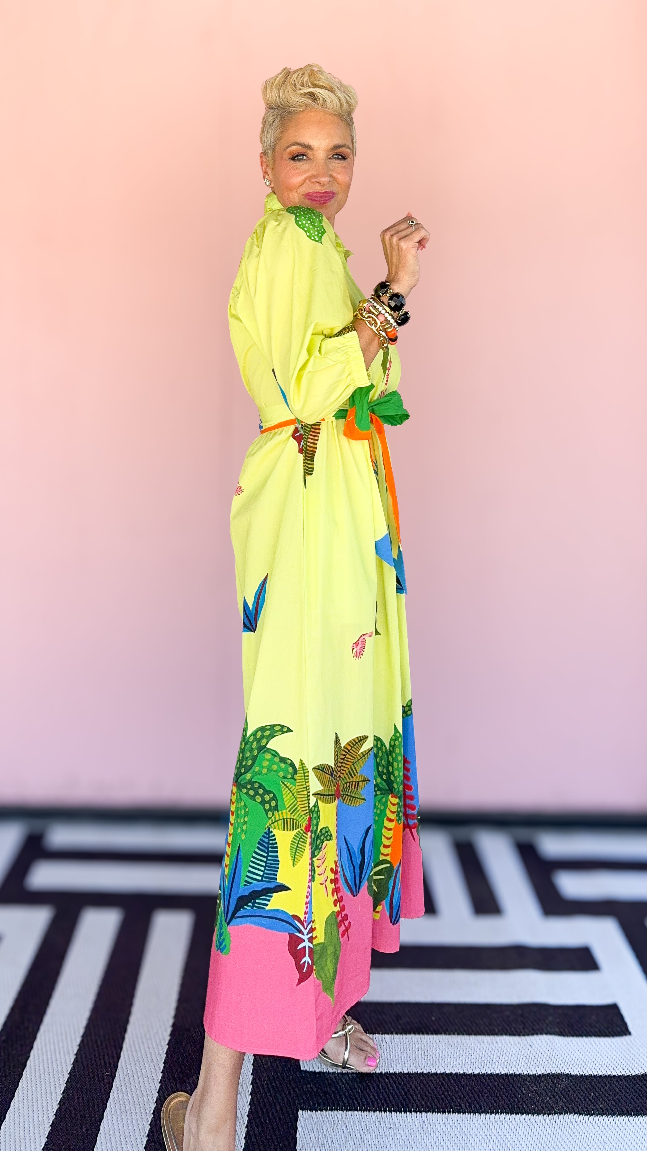 Remi Tropical Dress/Lime