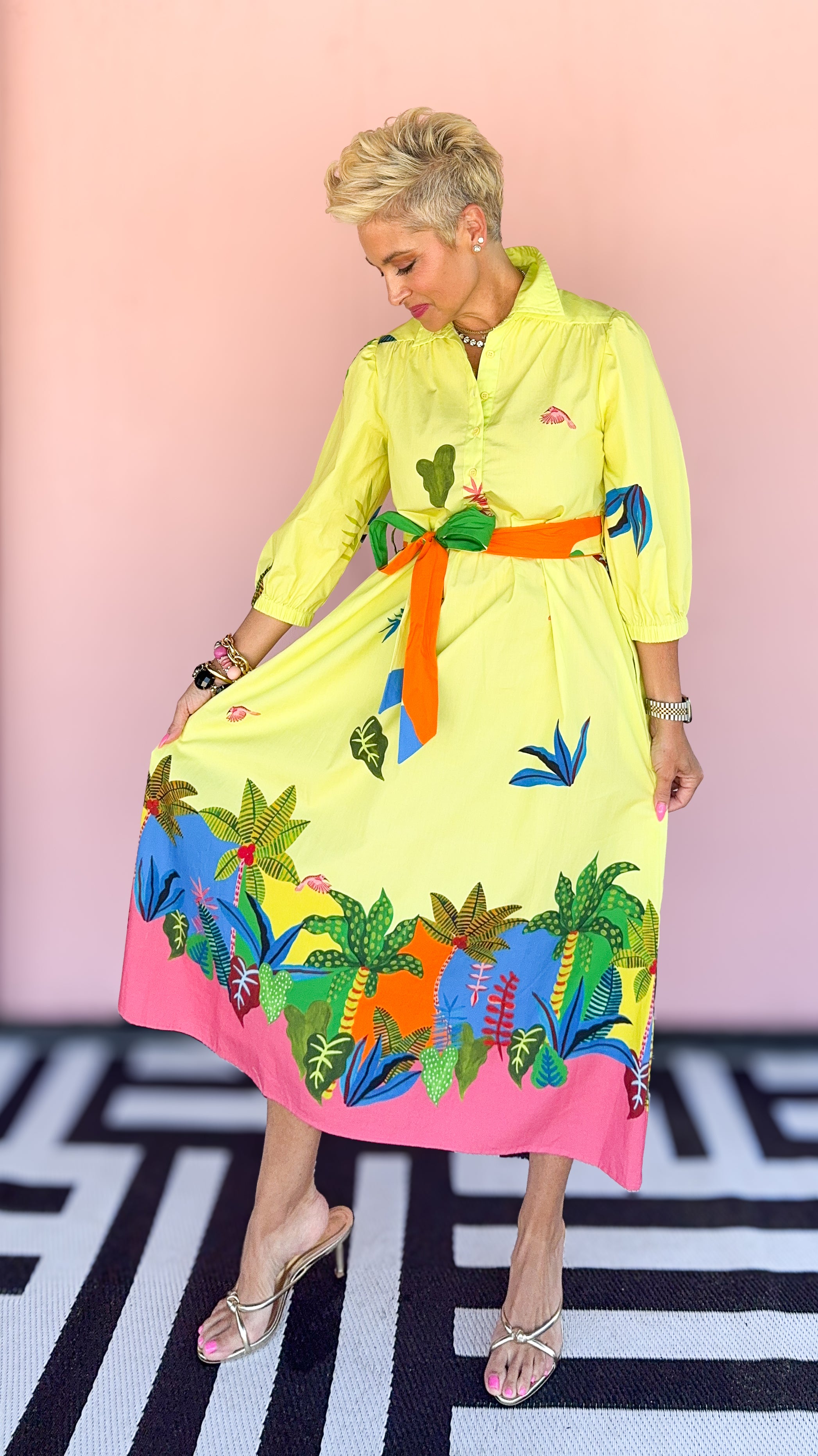 Remi Tropical Dress/Lime