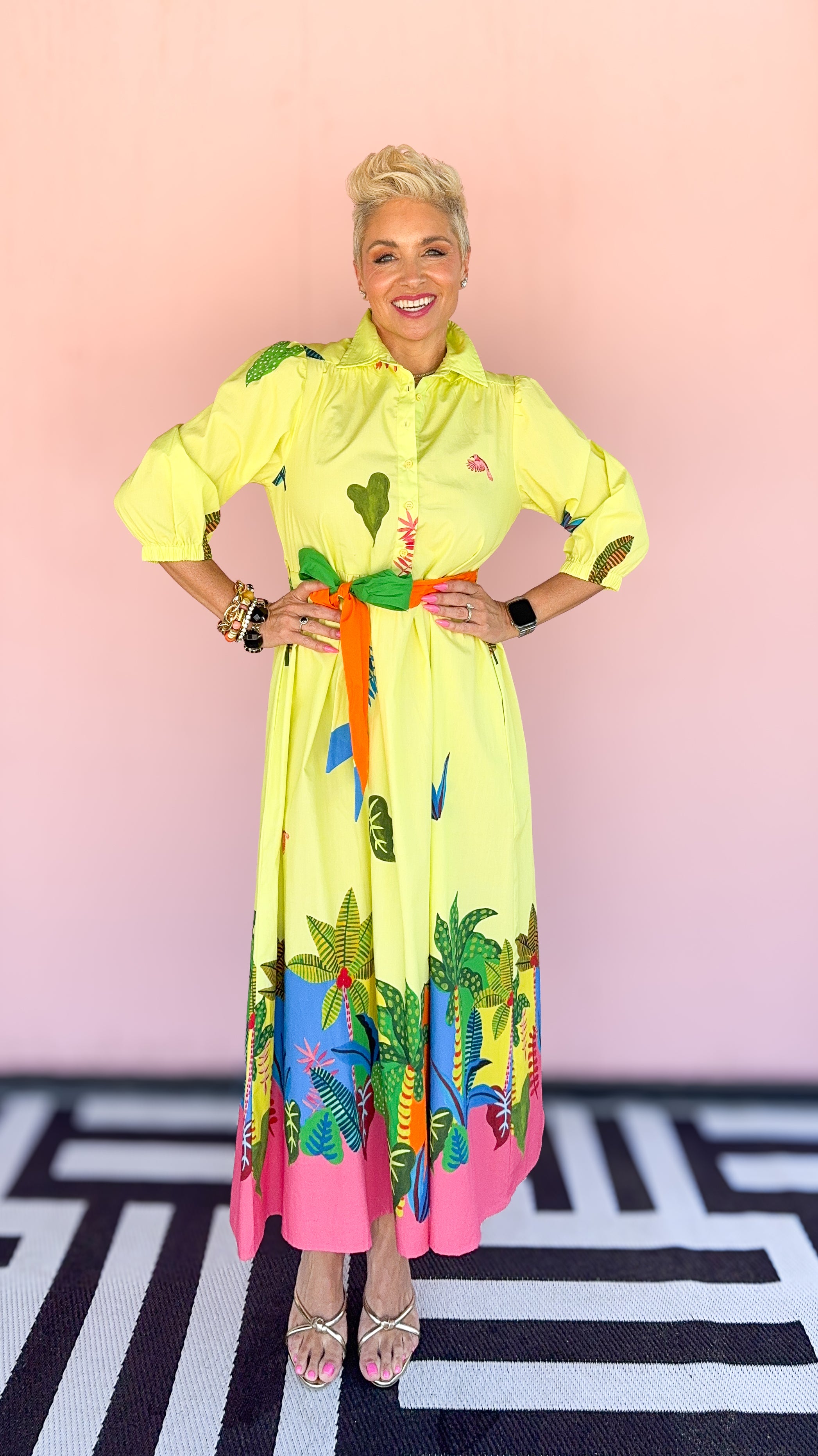 Remi Tropical Dress/Lime