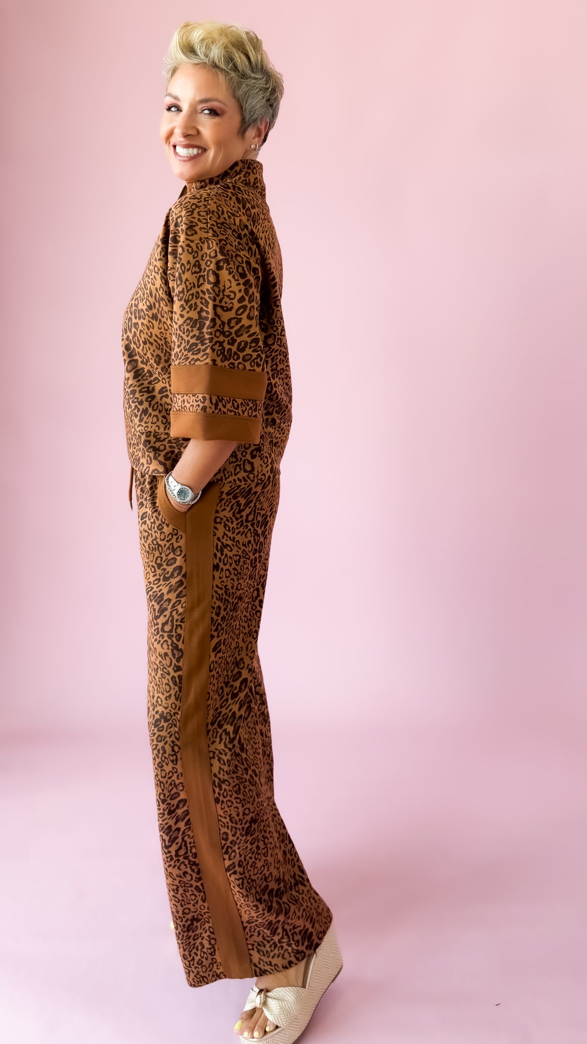 Elizabeth Leopard Zip Top/Toffee
