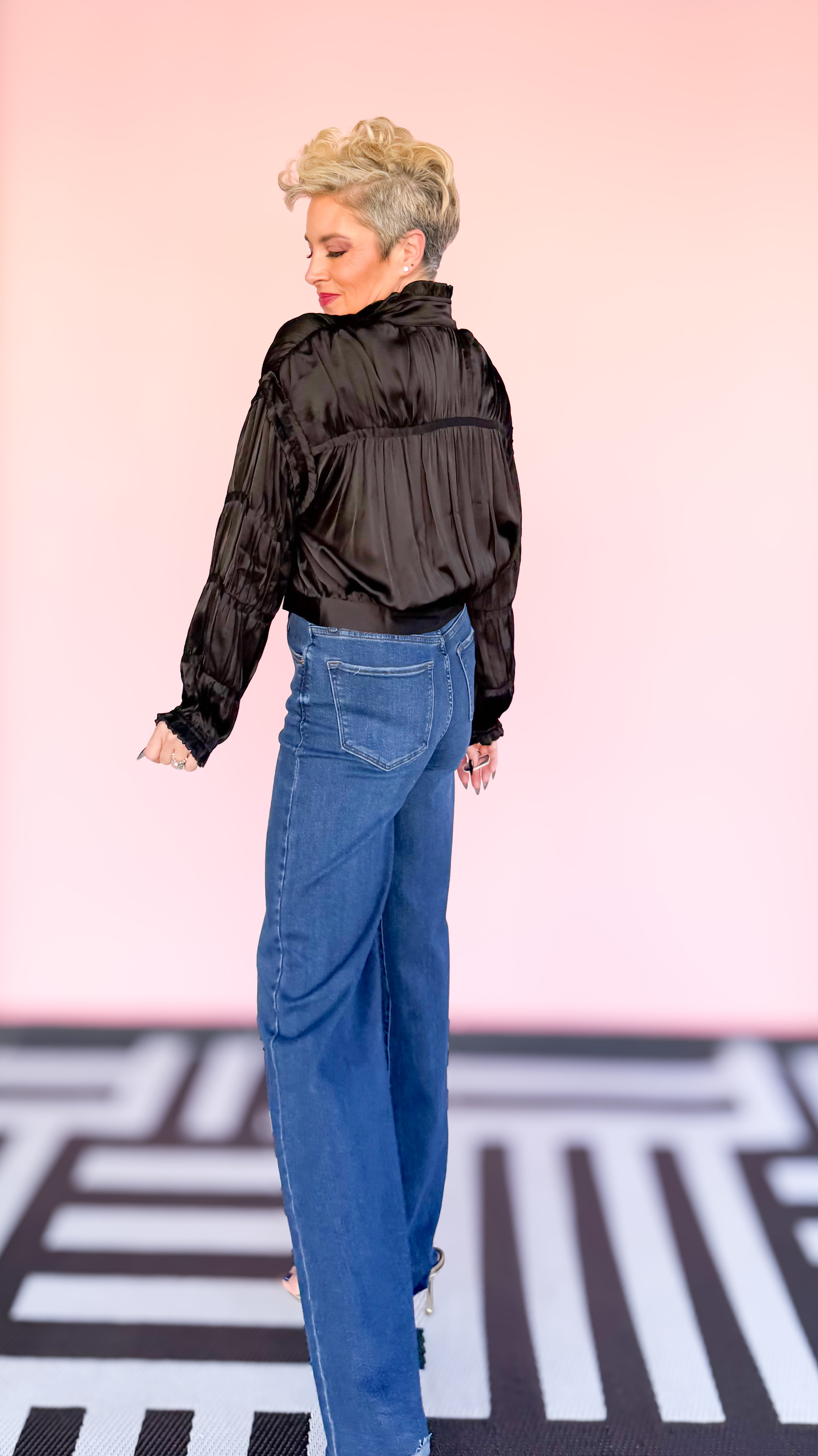 Shirring Detail Jacket/Black