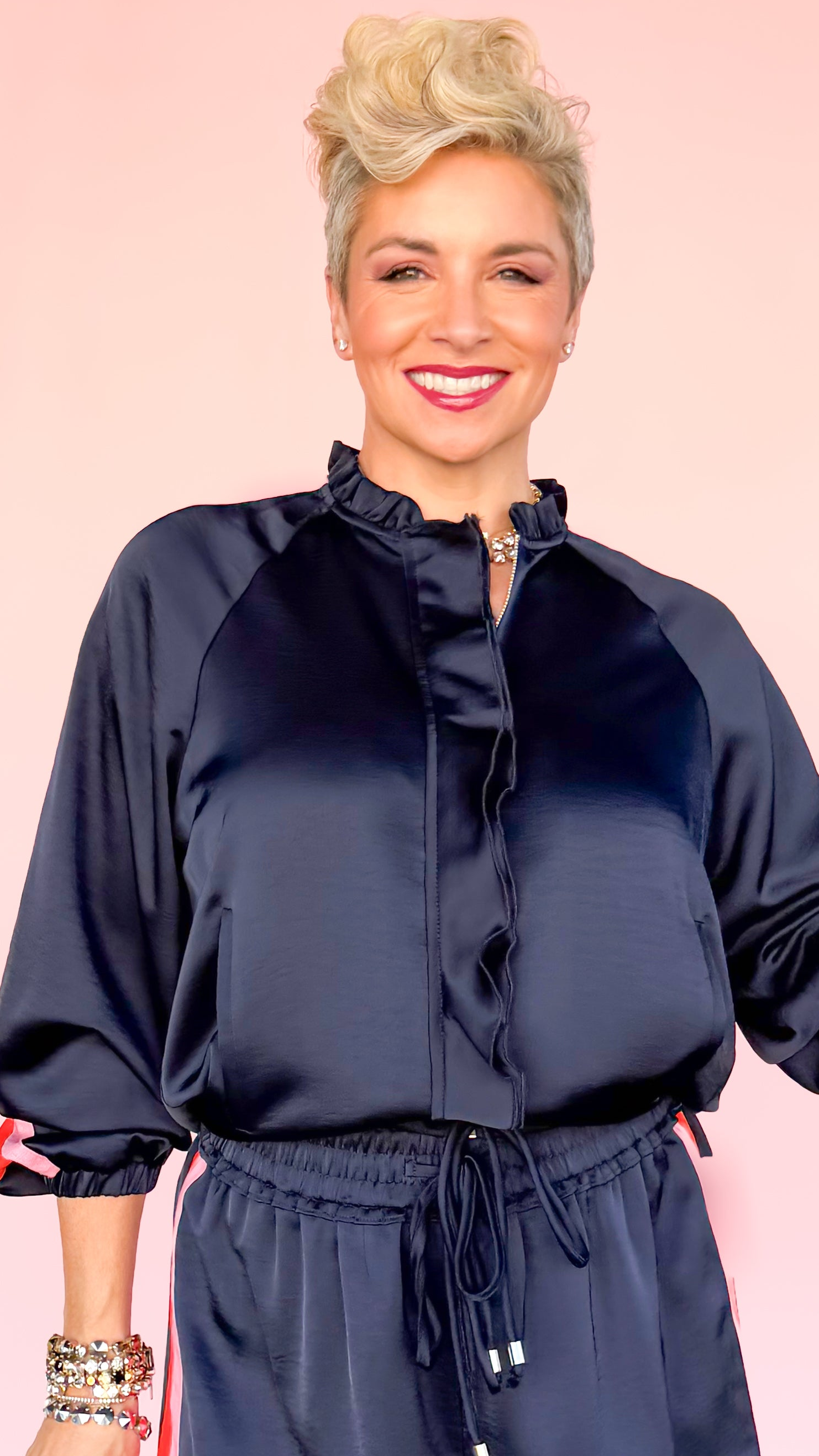 Stripe Track Jacket/Navy