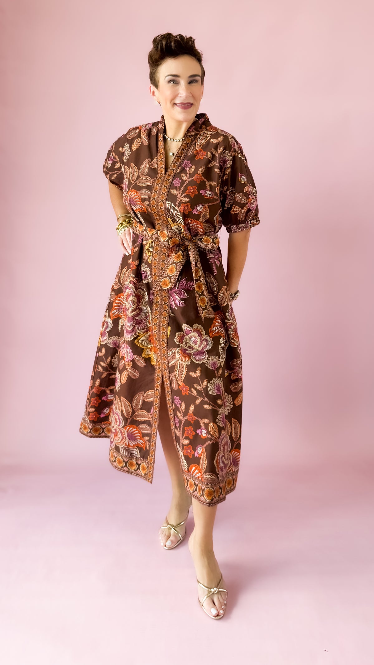 Leilani Floral Midi Dress/Brown