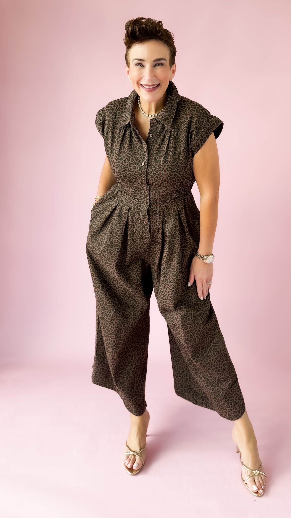 Mocha Animal Print Jumpsuit