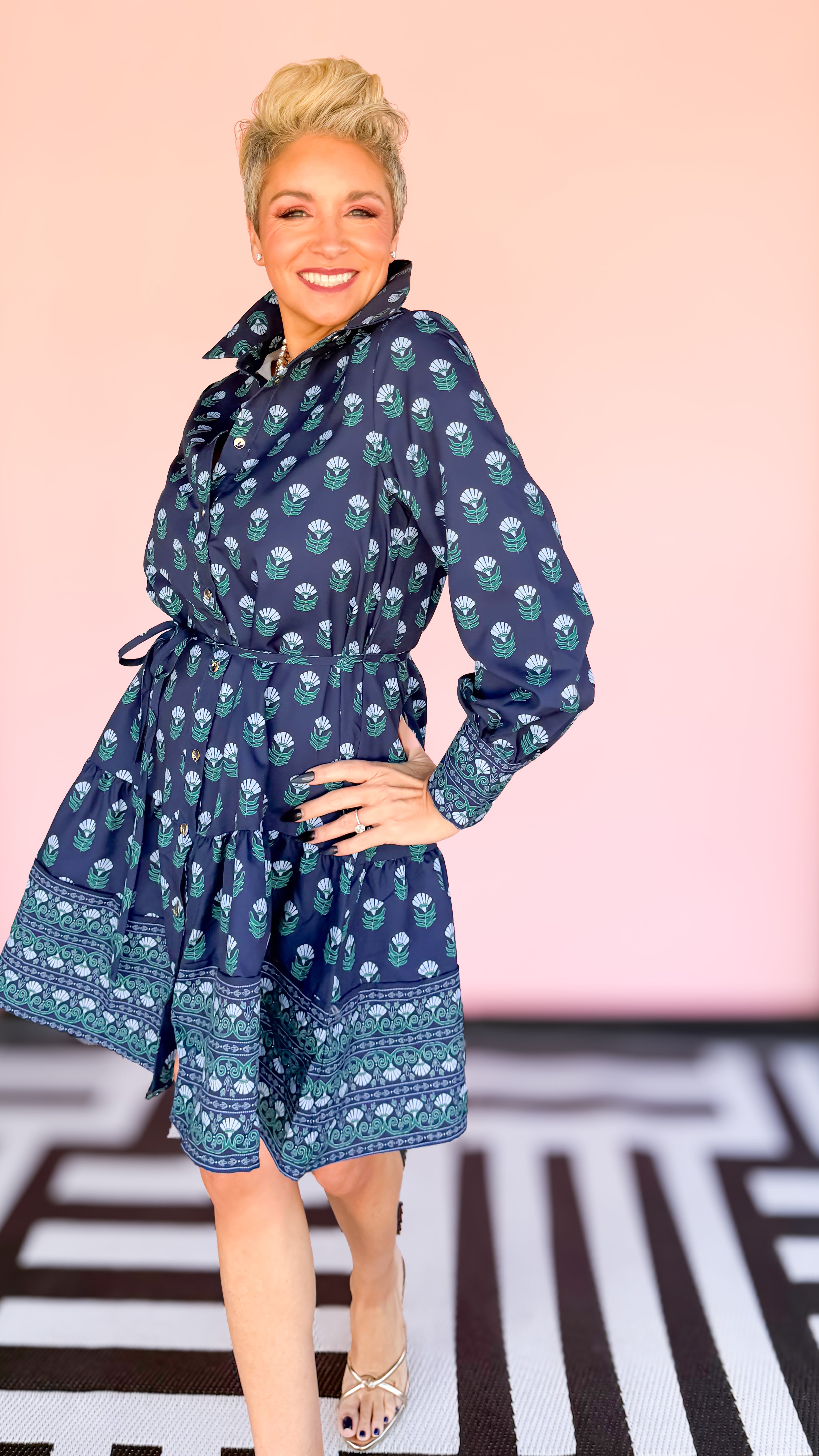 Maya Floral Foulard Mini Dress/Blue