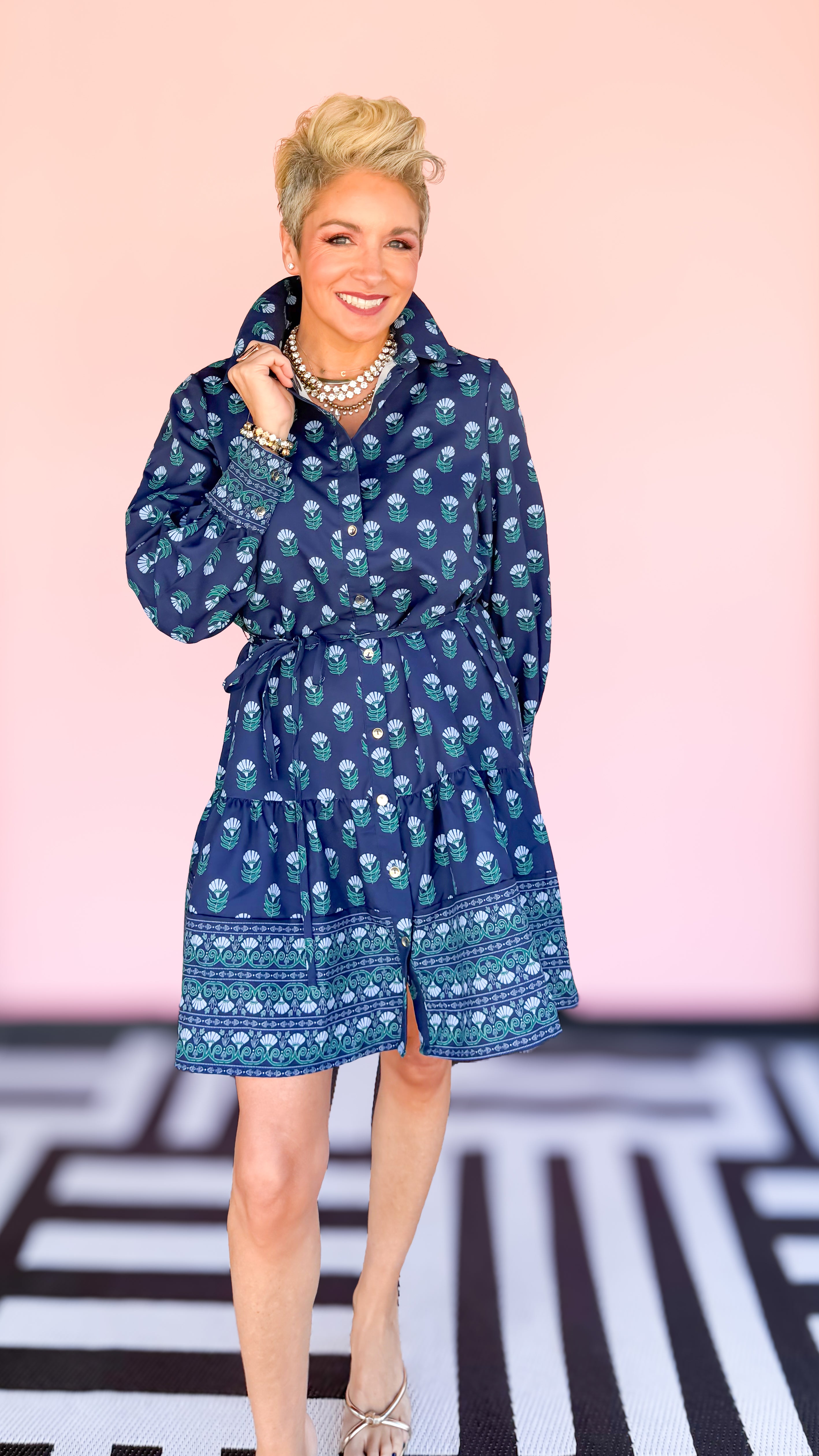 Maya Floral Foulard Mini Dress/Blue