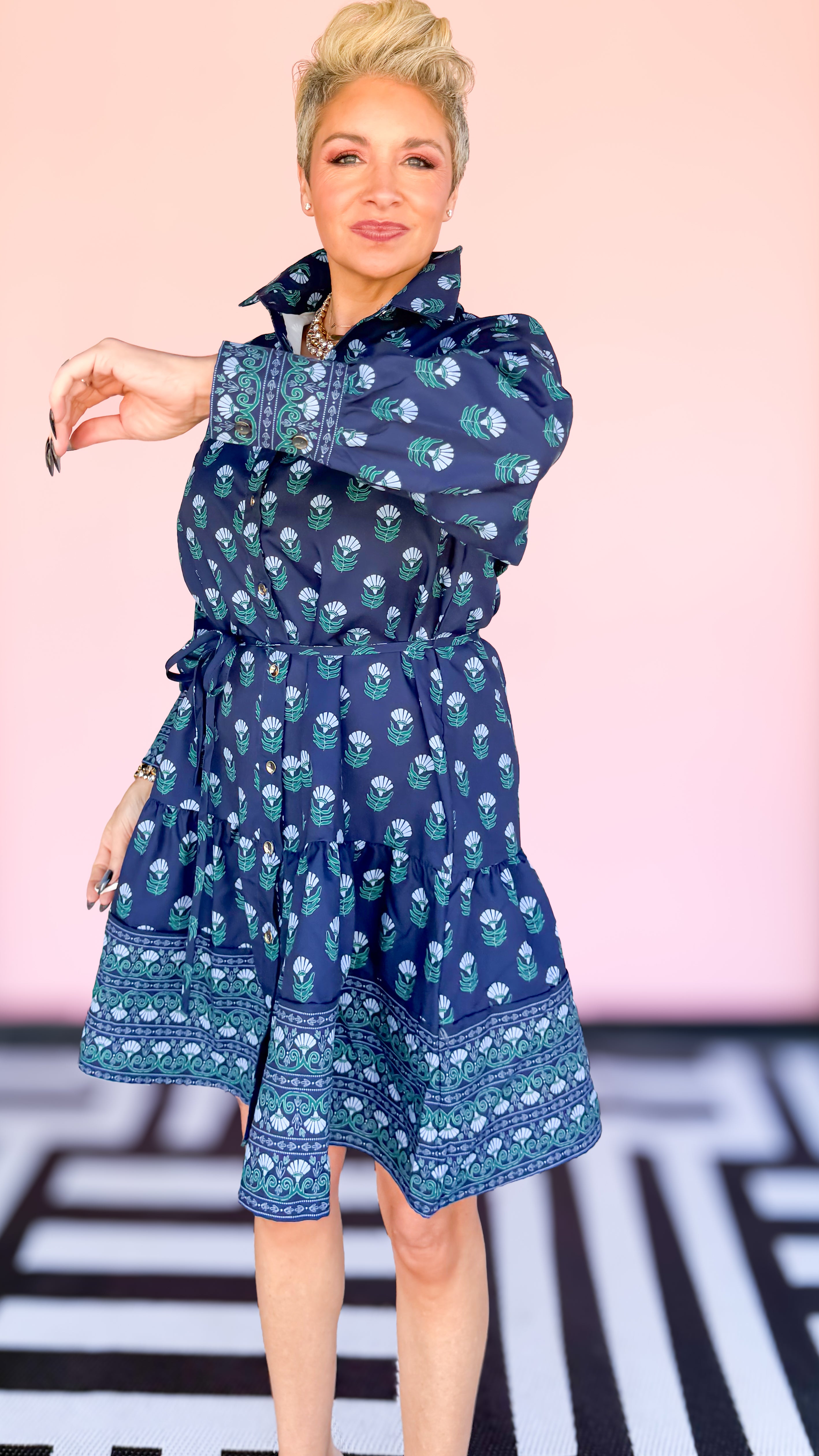 Maya Floral Foulard Mini Dress/Blue