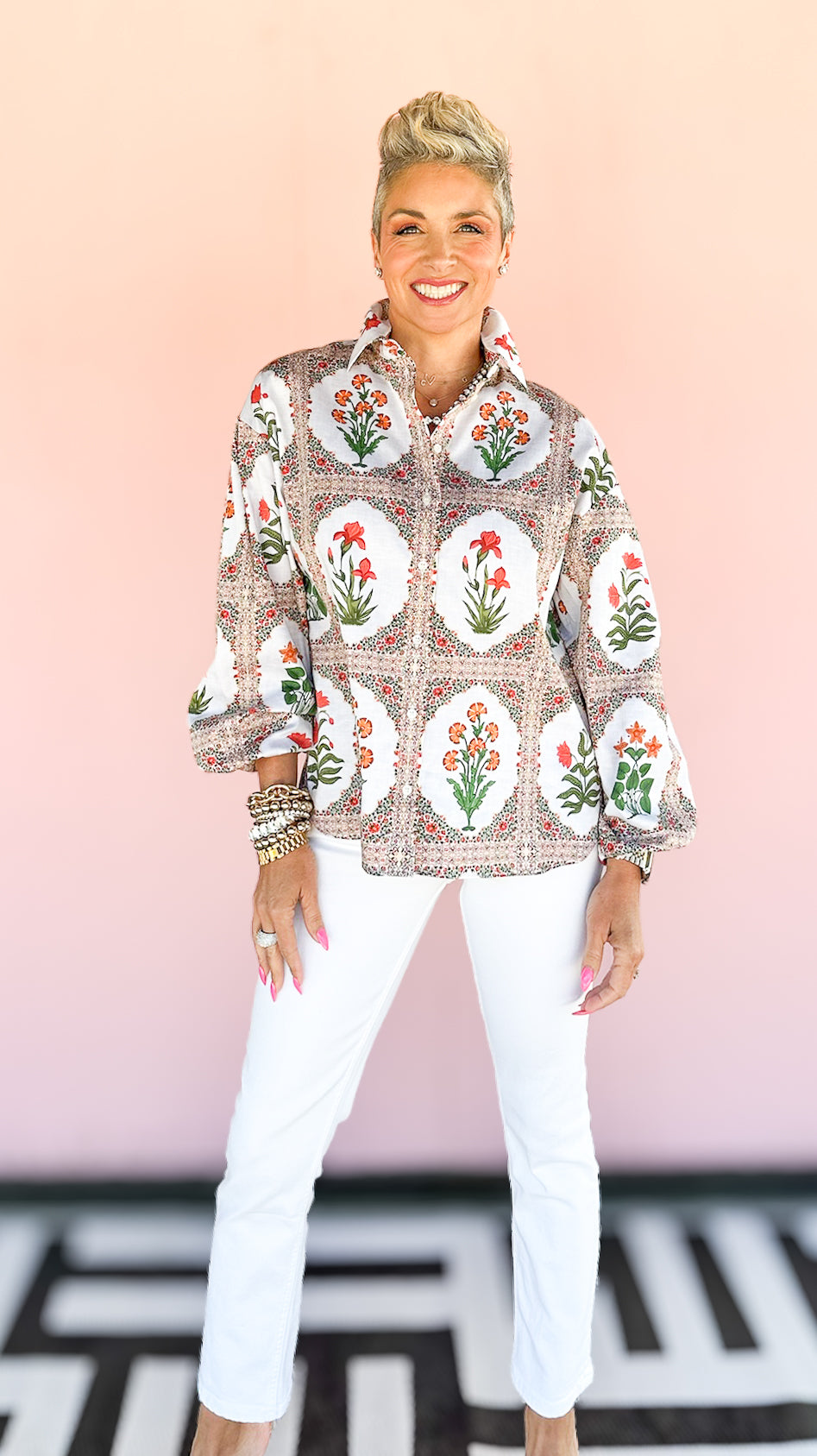 Motivo Floral Top/Cream
