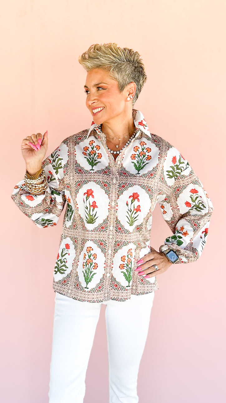Motivo Floral Top/Cream