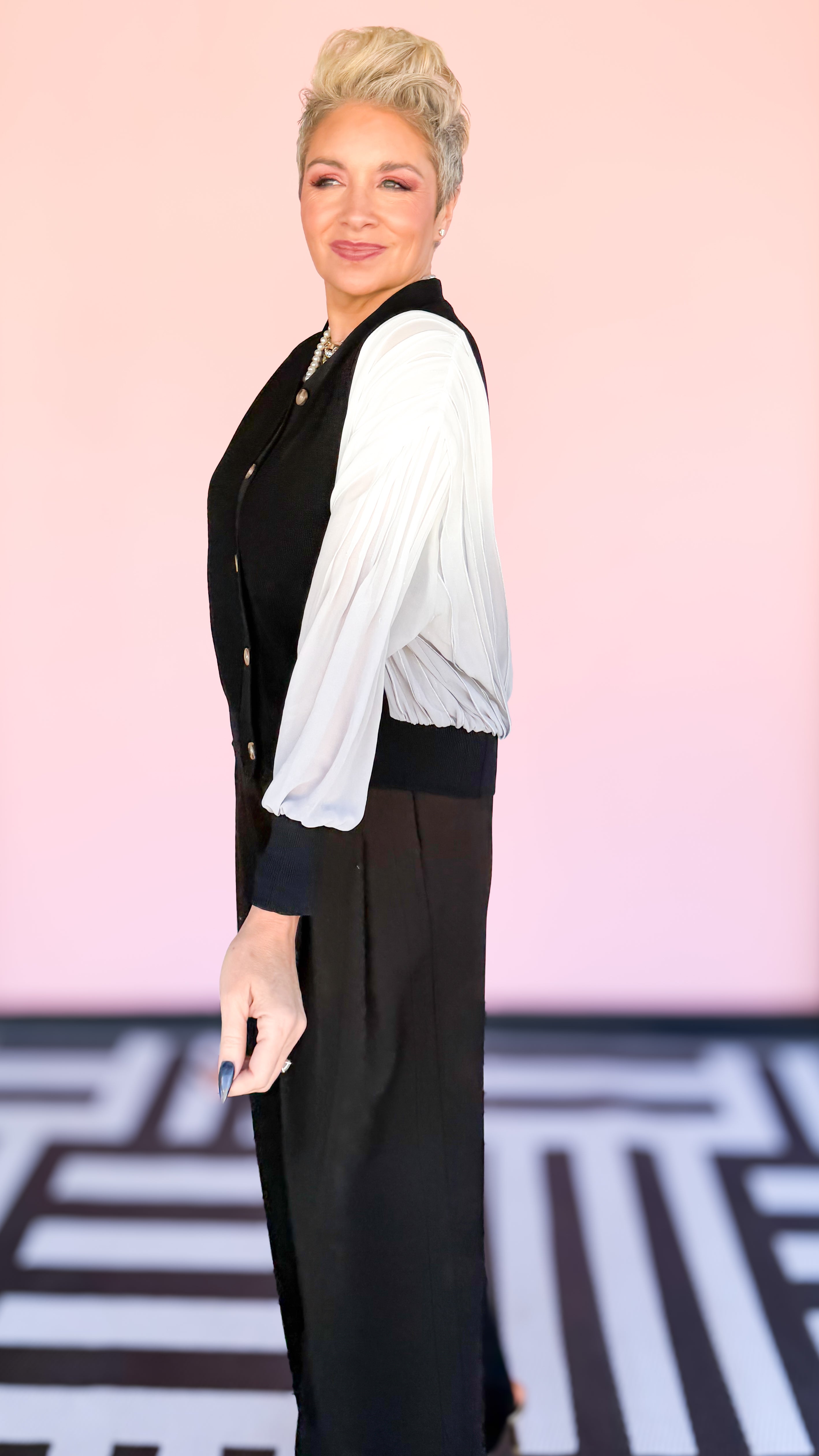 Simon Mixed Media Cardigan/Black