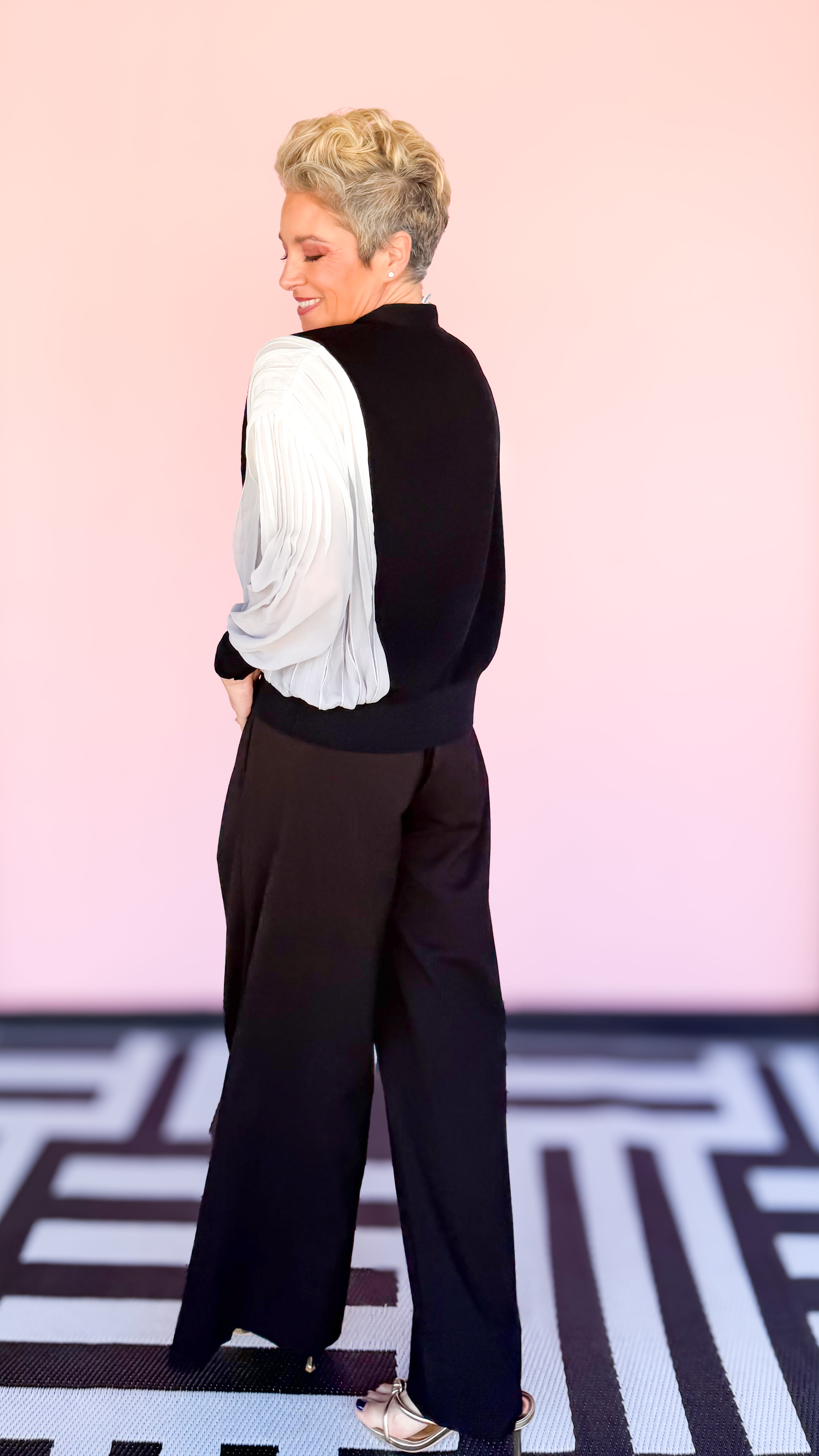 Simon Mixed Media Cardigan/Black