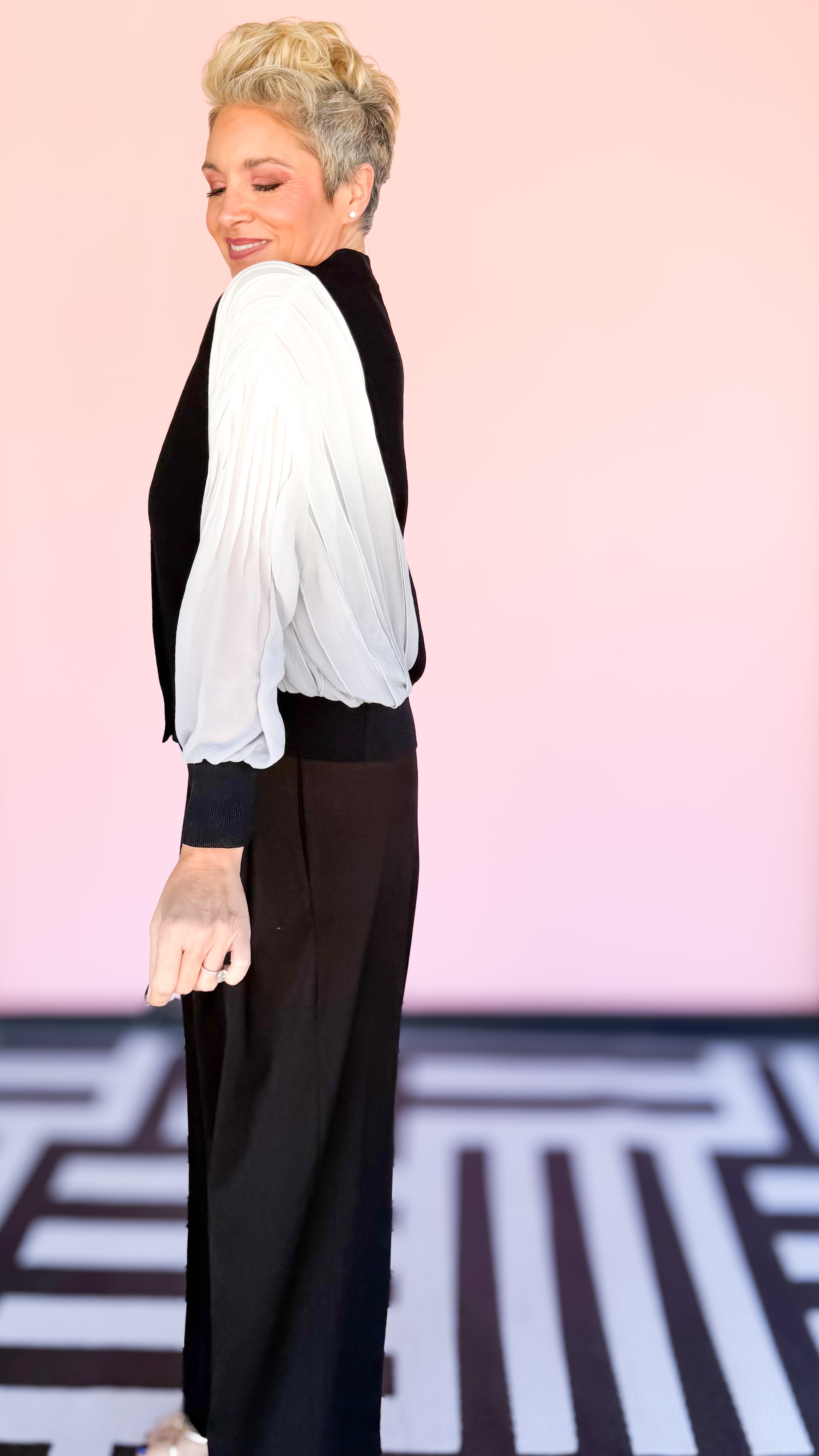 Simon Mixed Media Cardigan/Black