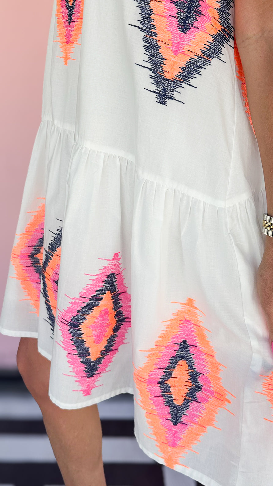 Ikat Dress/White