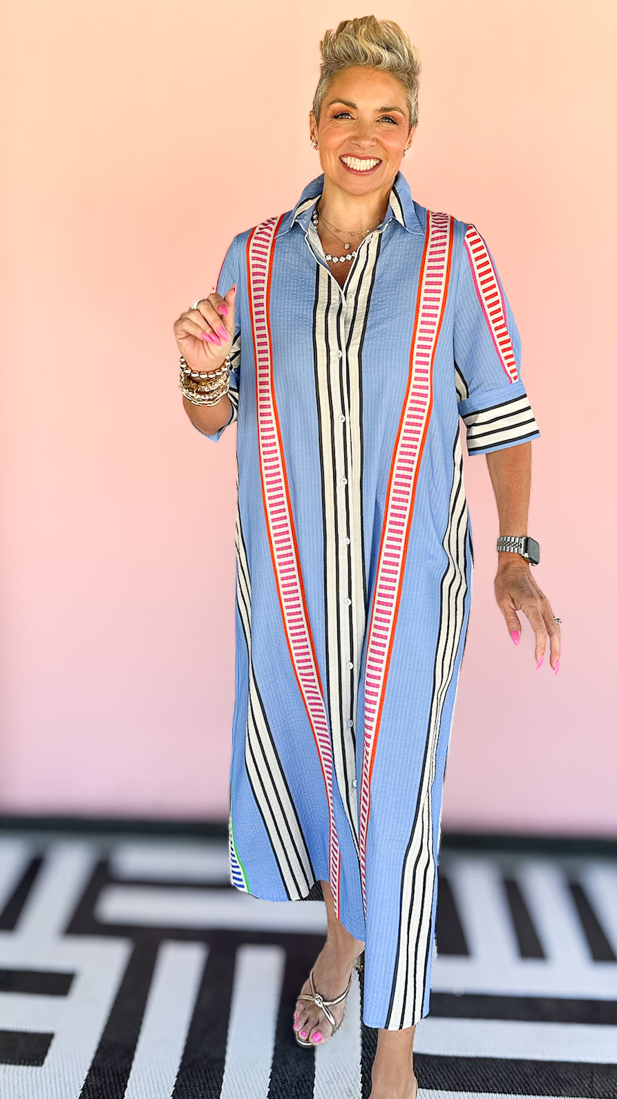 Izzy Stripe Dress/BLue