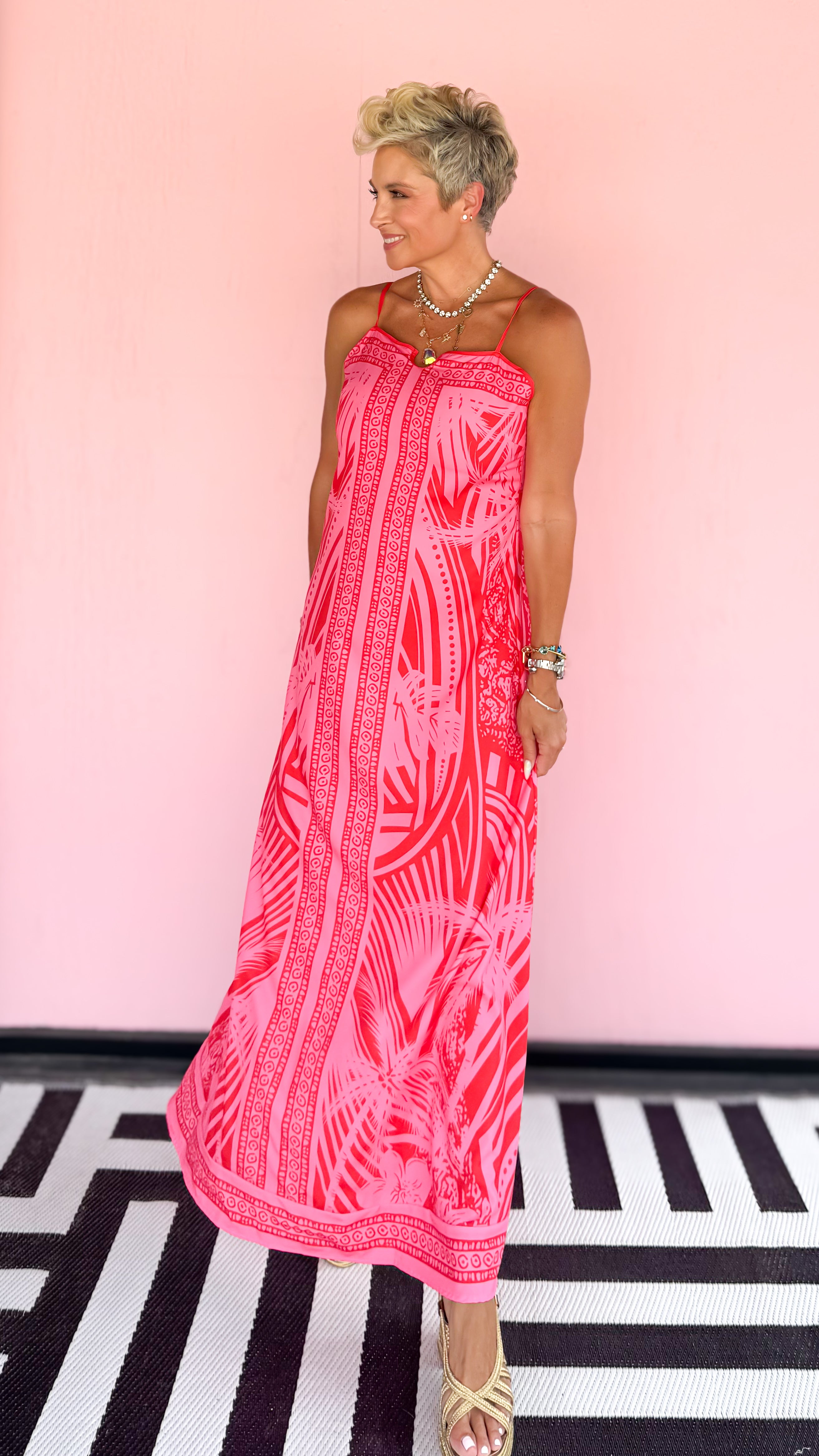 Adjustable Maxi Dress/Pink