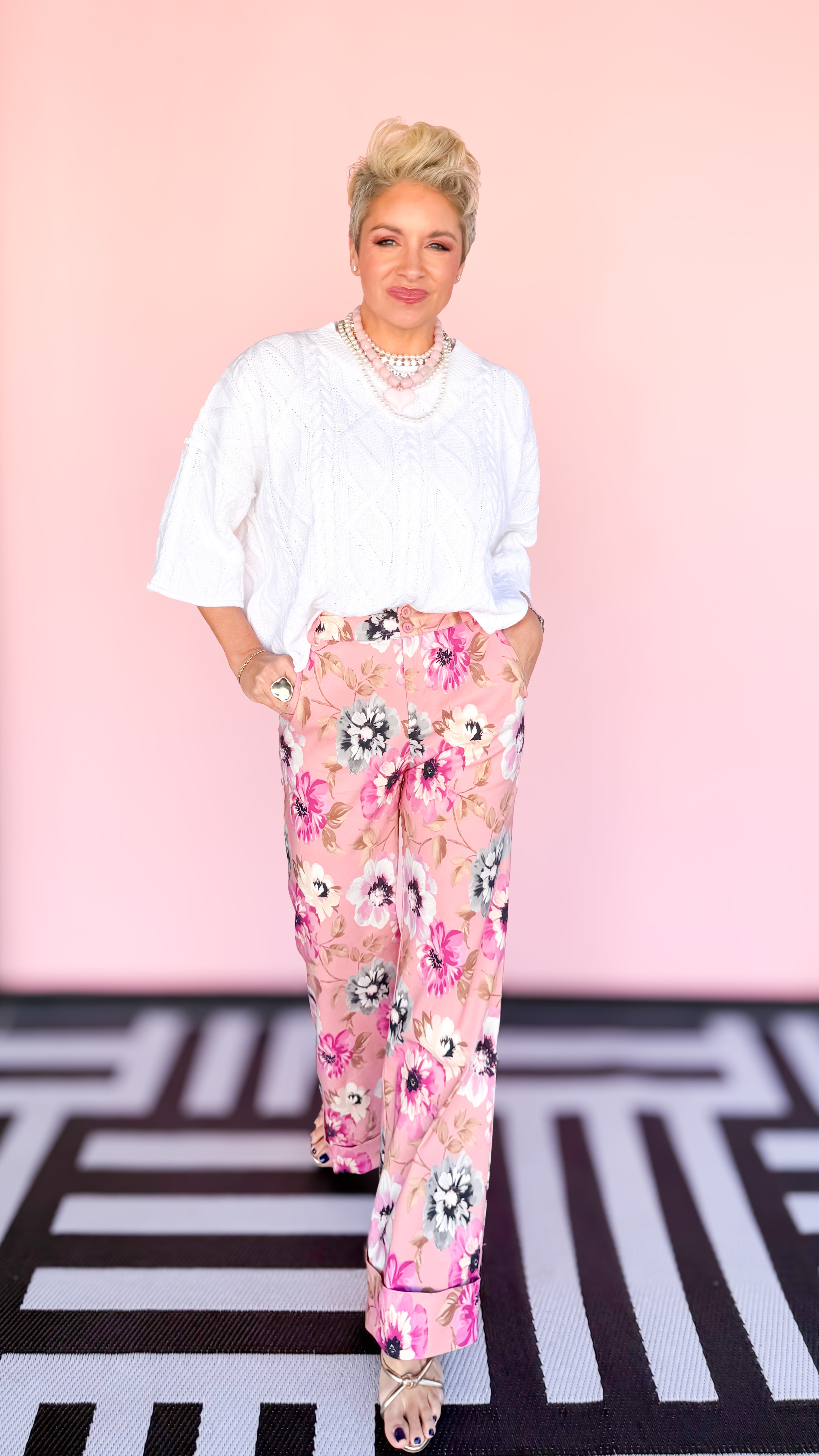 Bell Sleeve Cable Knit Sweater/Ivory