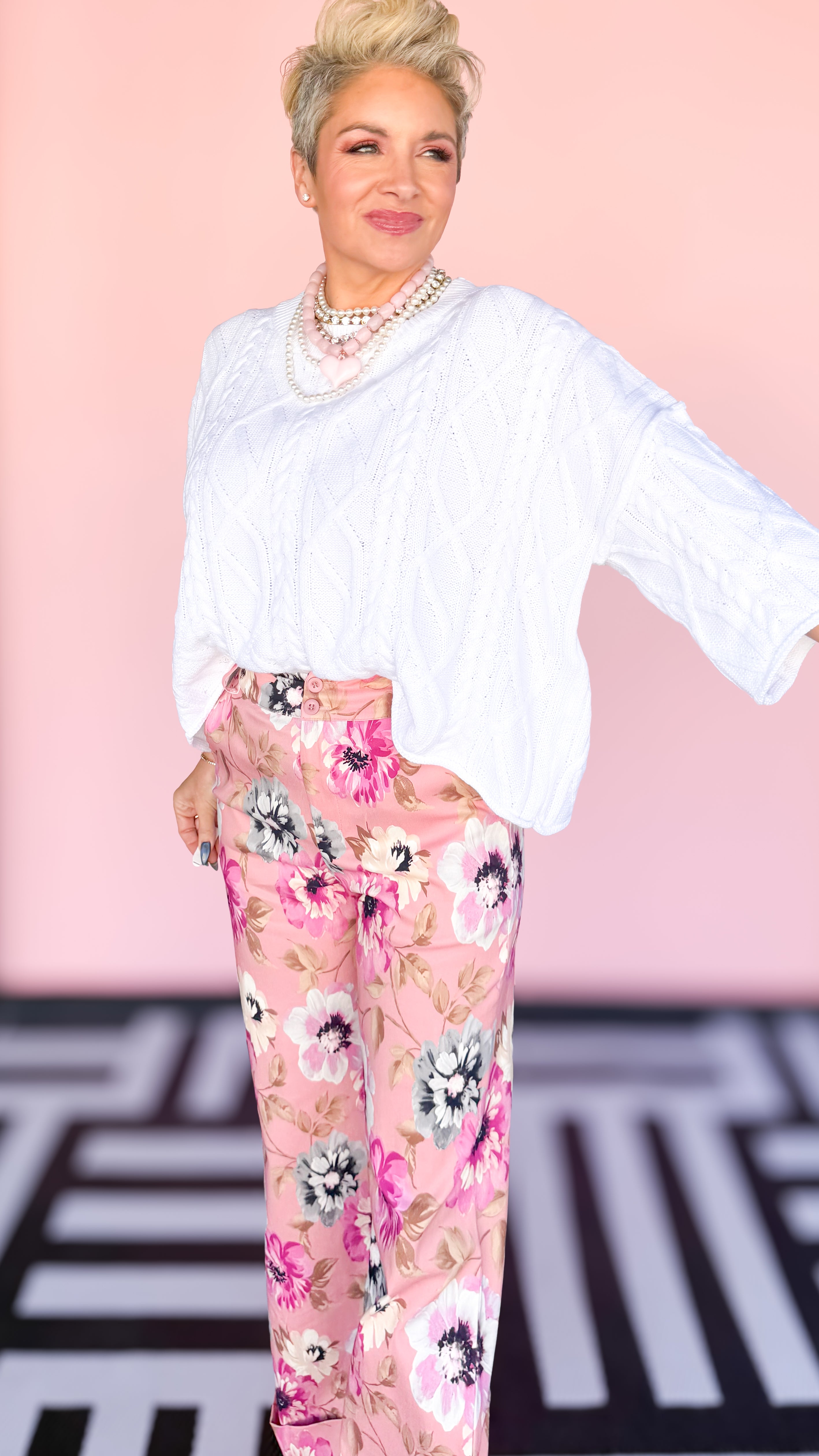 Bell Sleeve Cable Knit Sweater/Ivory