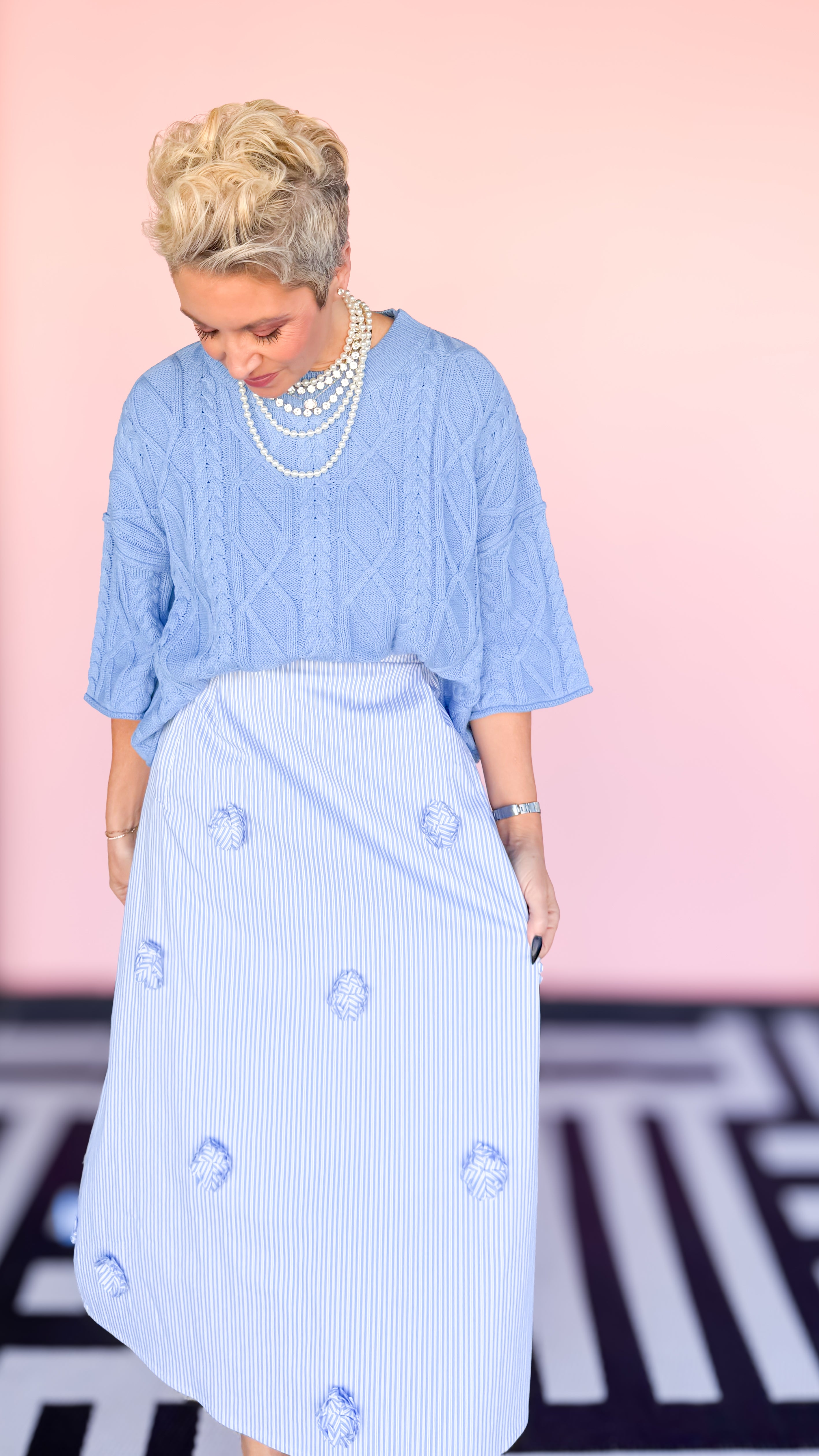 Joora Striped Skirt with Flowers/Blue