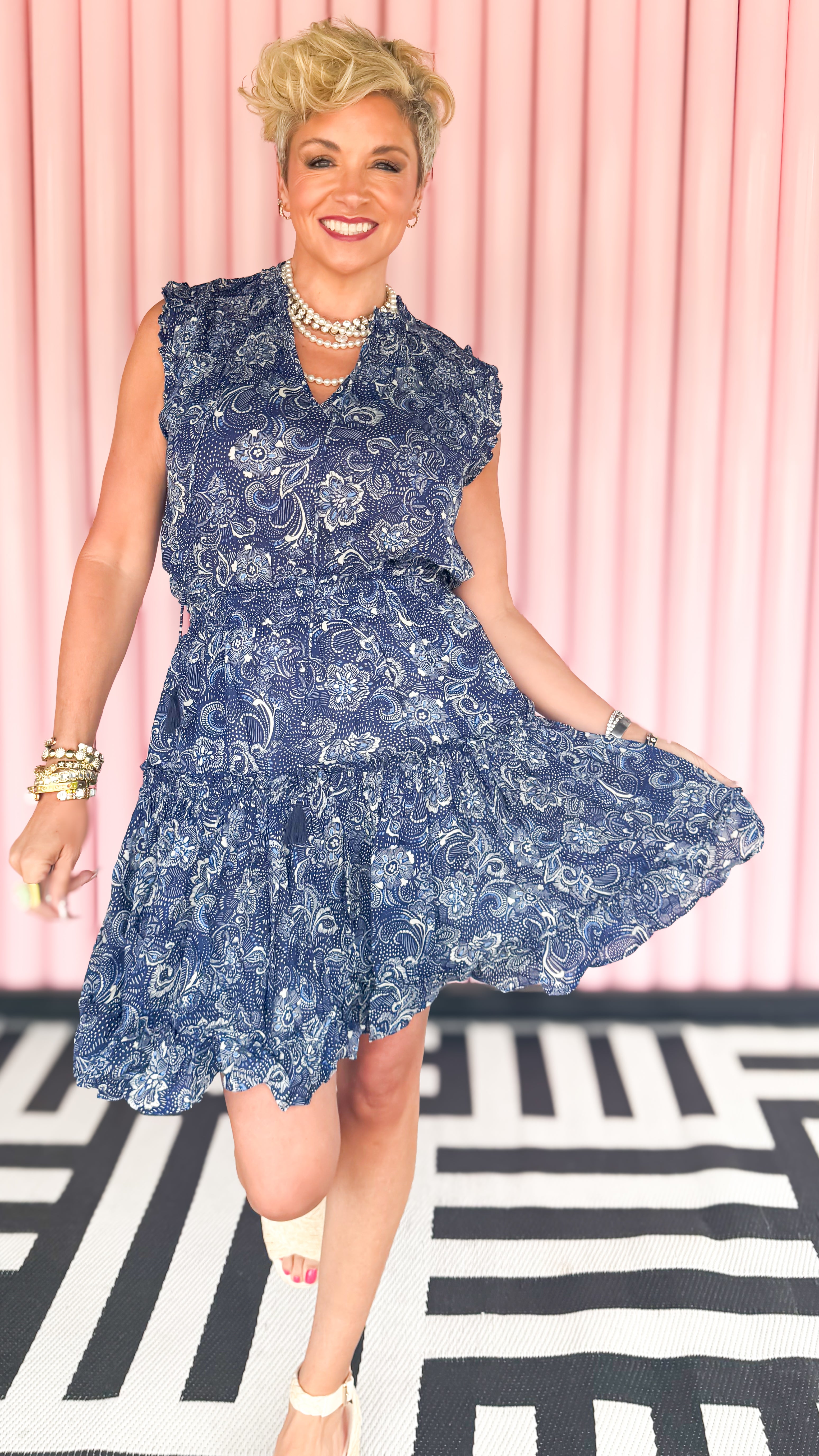 Melodie Mini Ruffle Dress/Blue