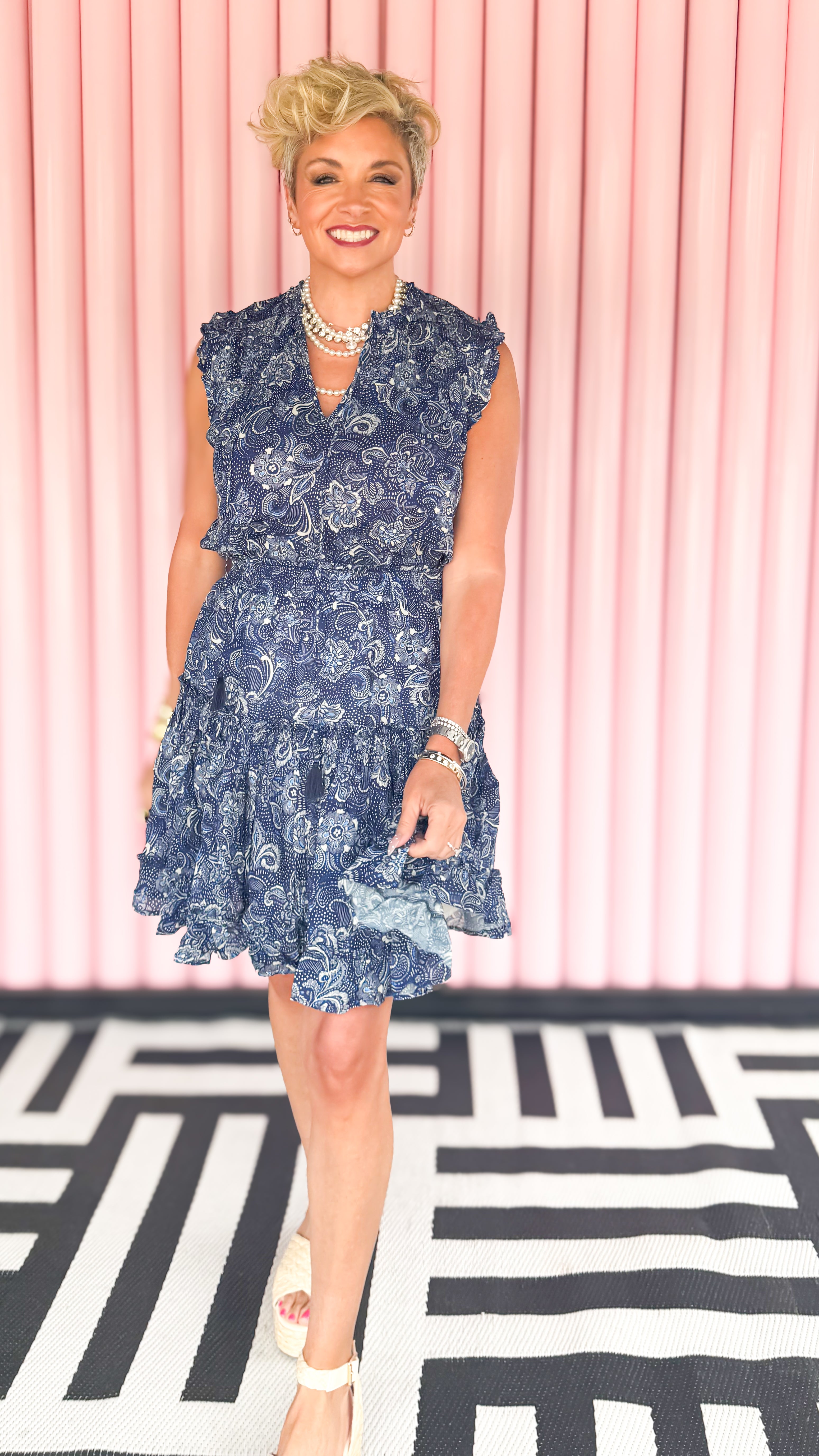 Melodie Mini Ruffle Dress/Blue