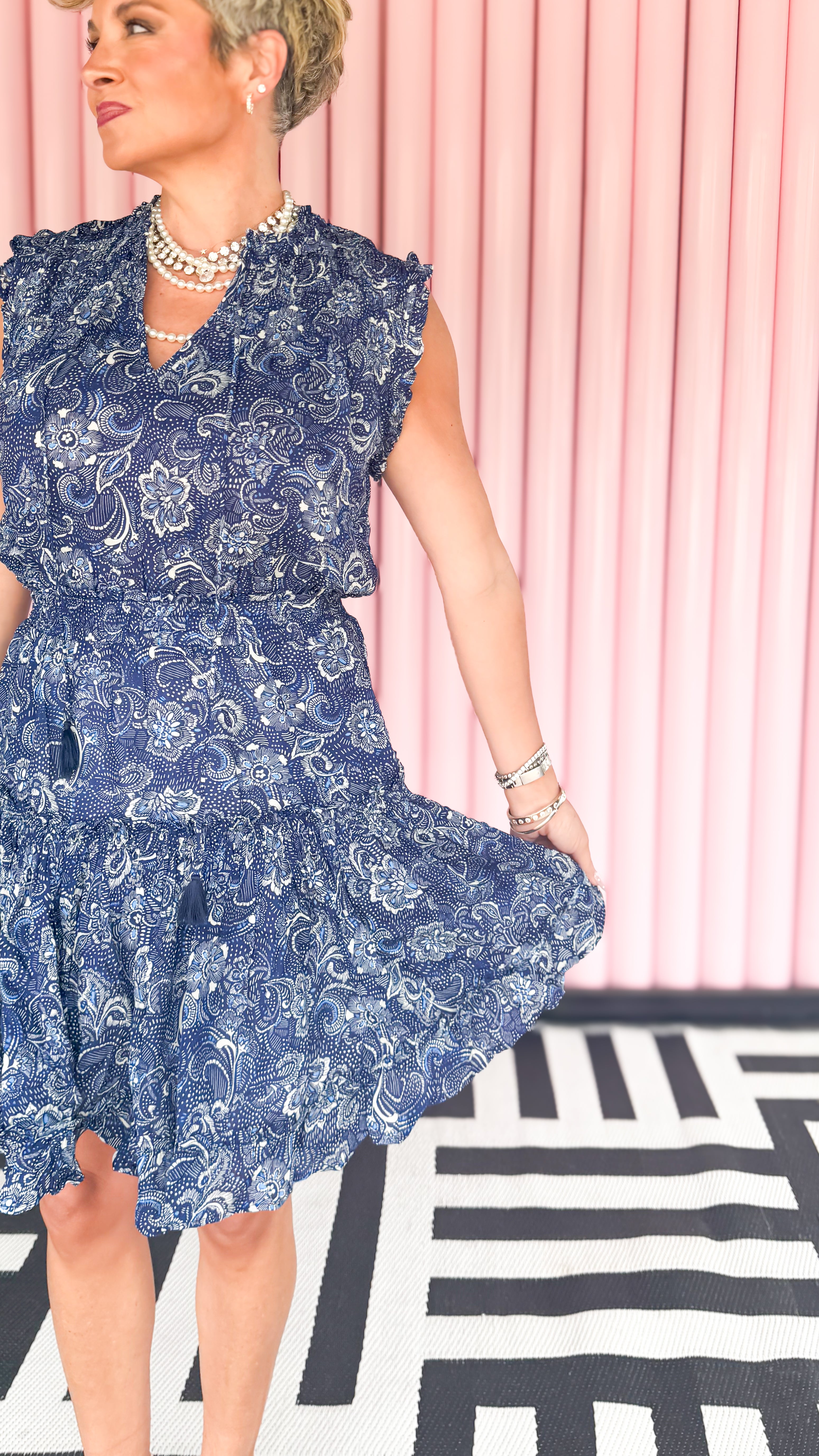 Melodie Mini Ruffle Dress/Blue