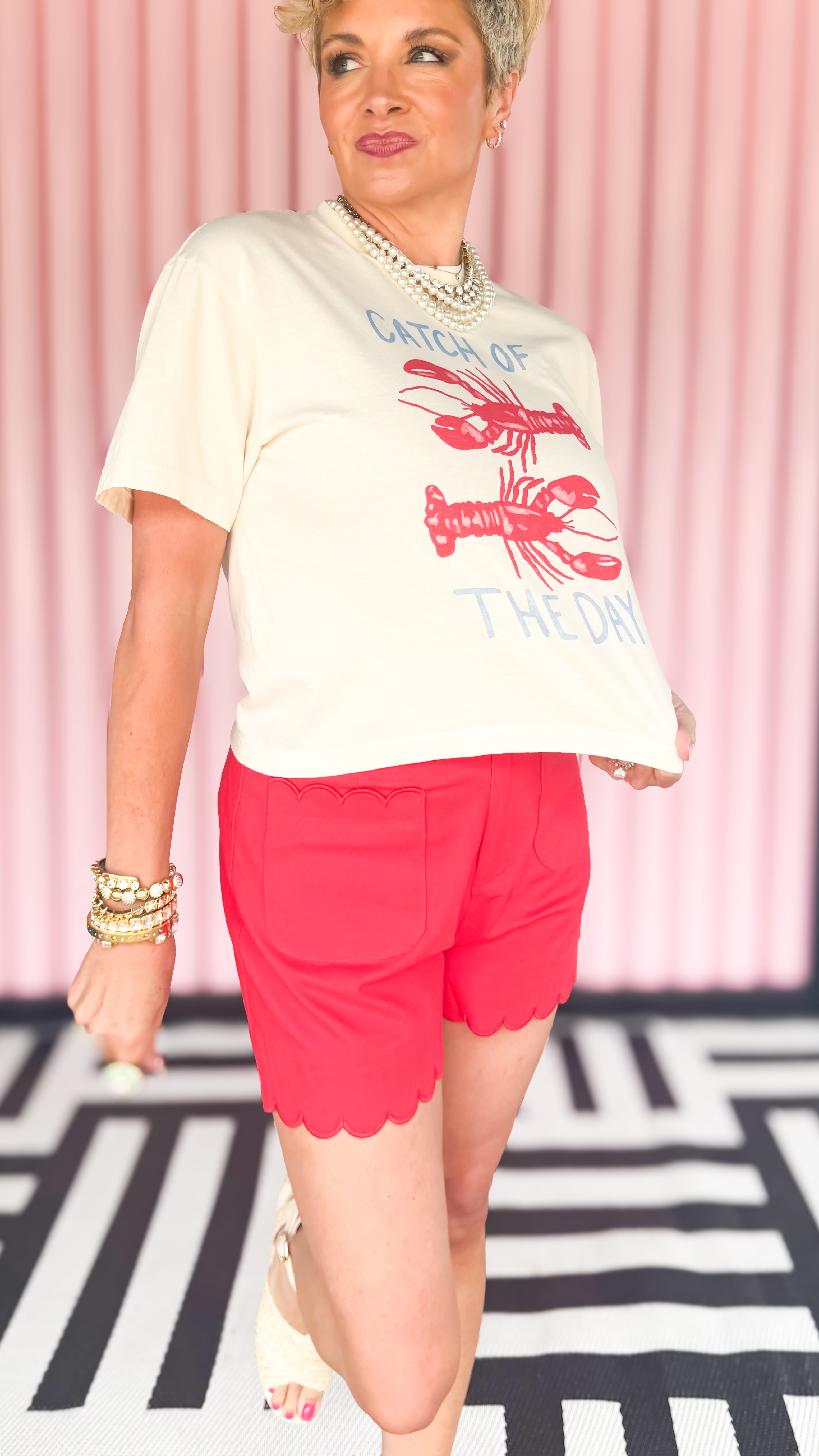 Catch of the Day crop tee worn on model - styled view - BLVD Boutik