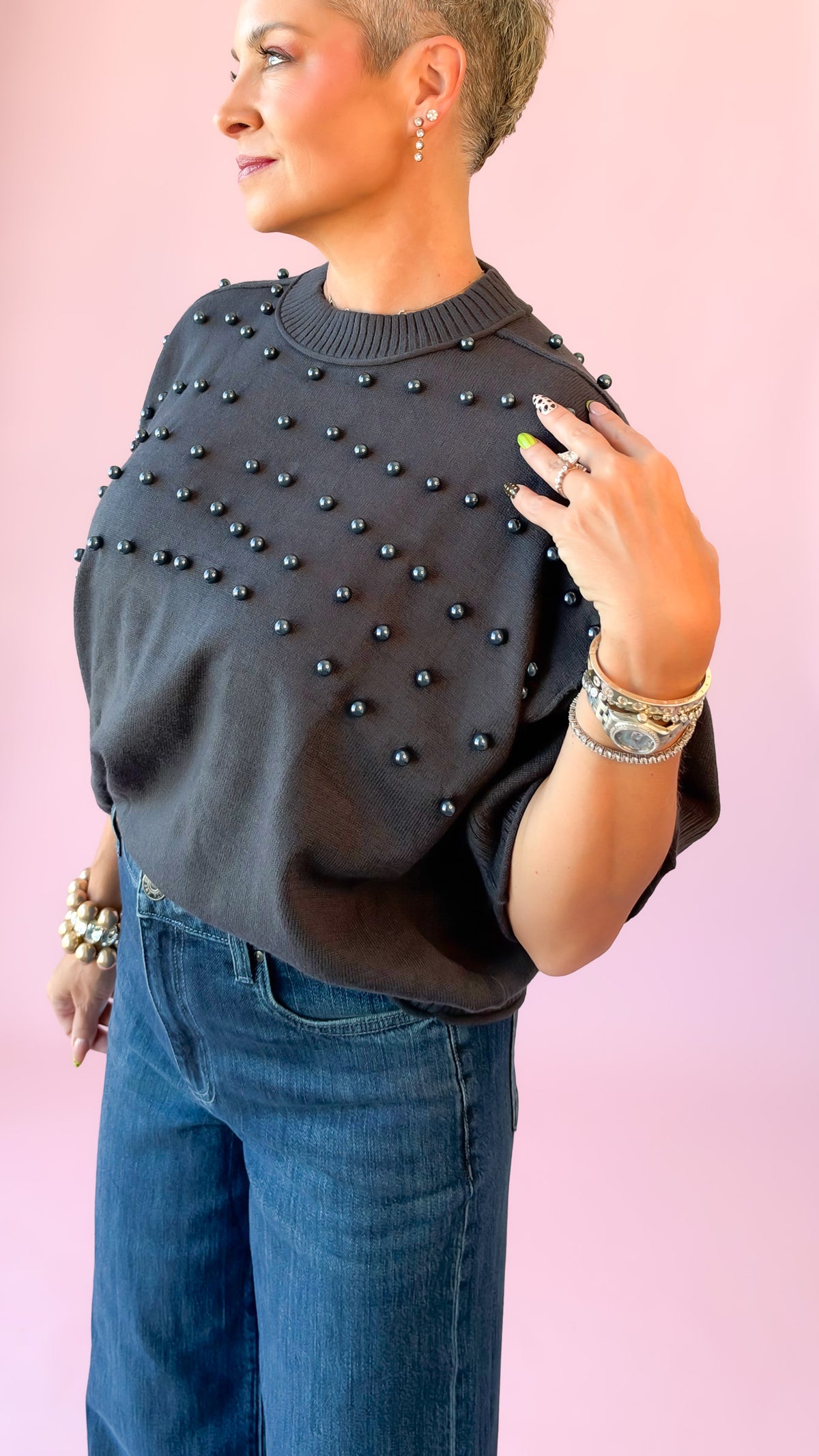 Pearl Crewneck Sweater/Charcoal