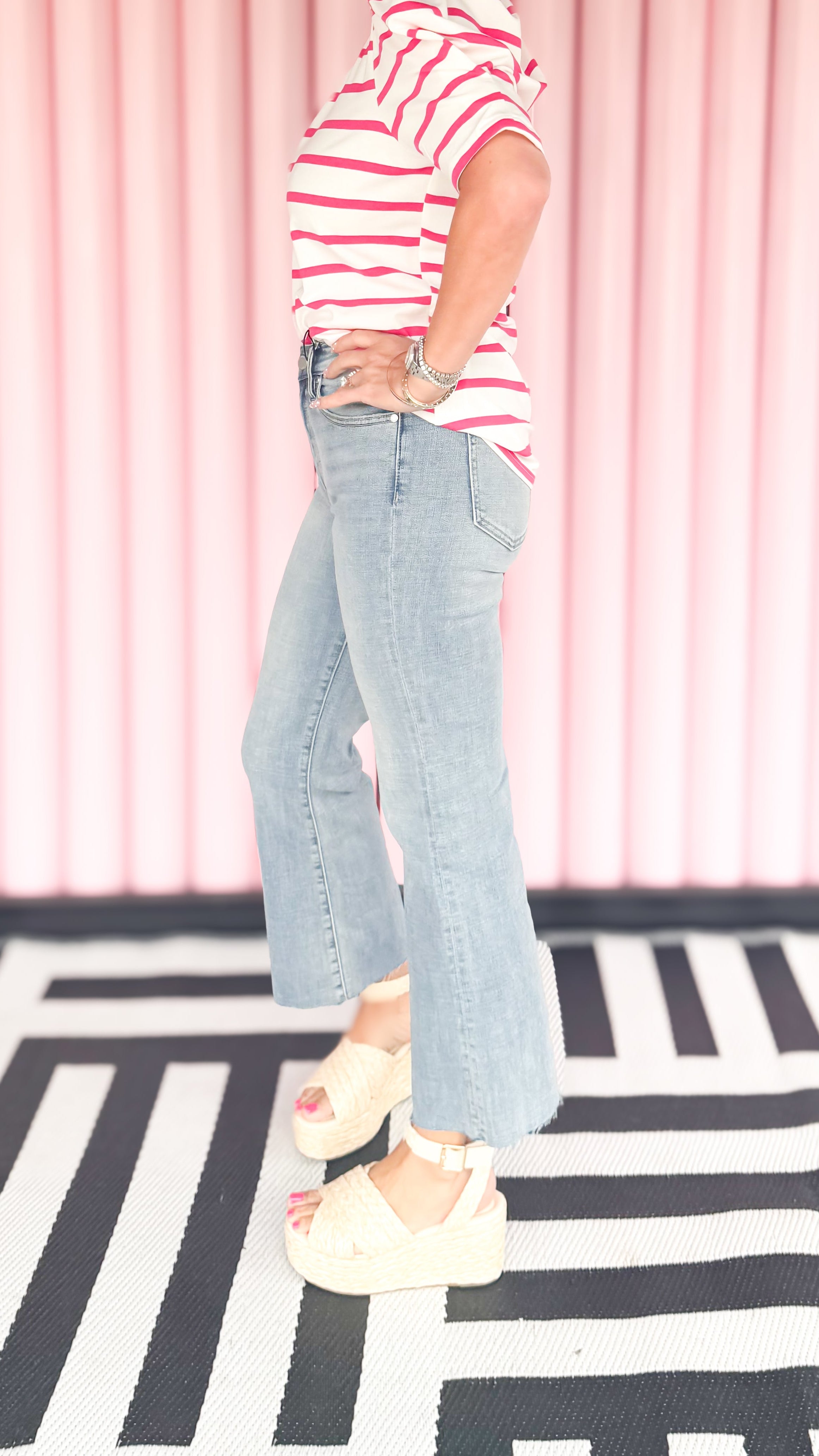 Hannah Crop Flare Cut Hem