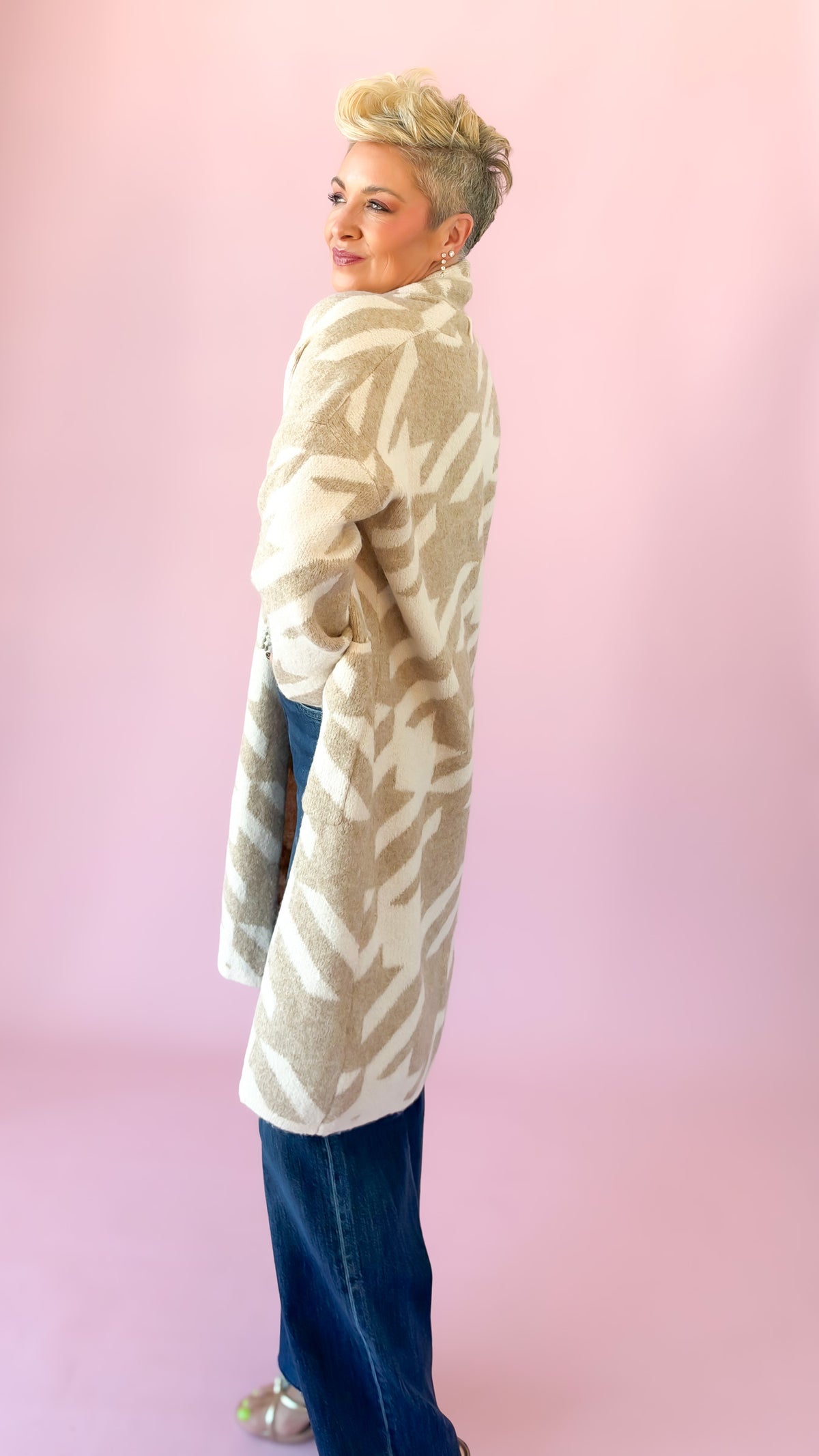 Abstract Duster Cardigan/Sand