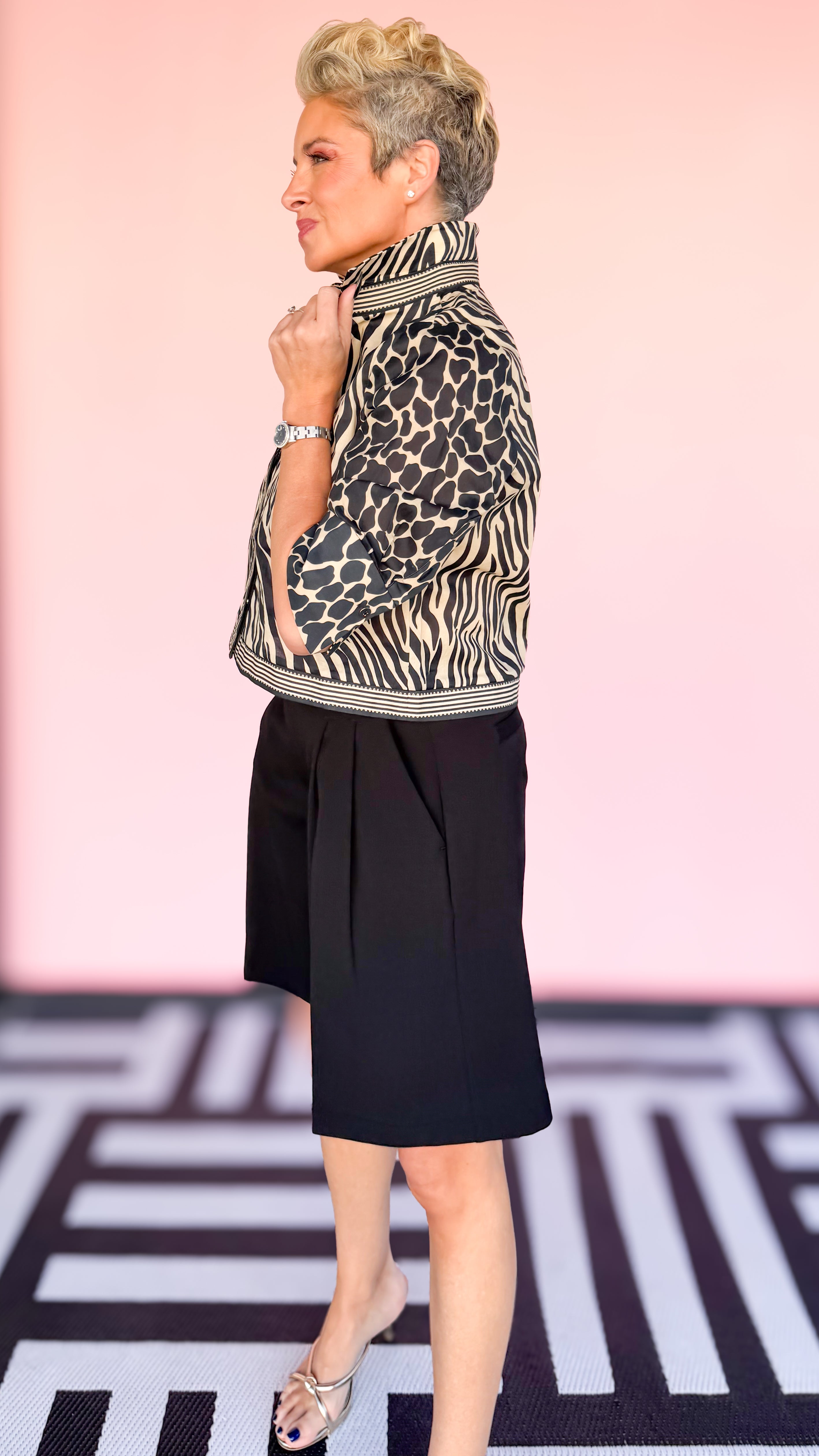 Effortless Top Zebra 3/4 Sleeve