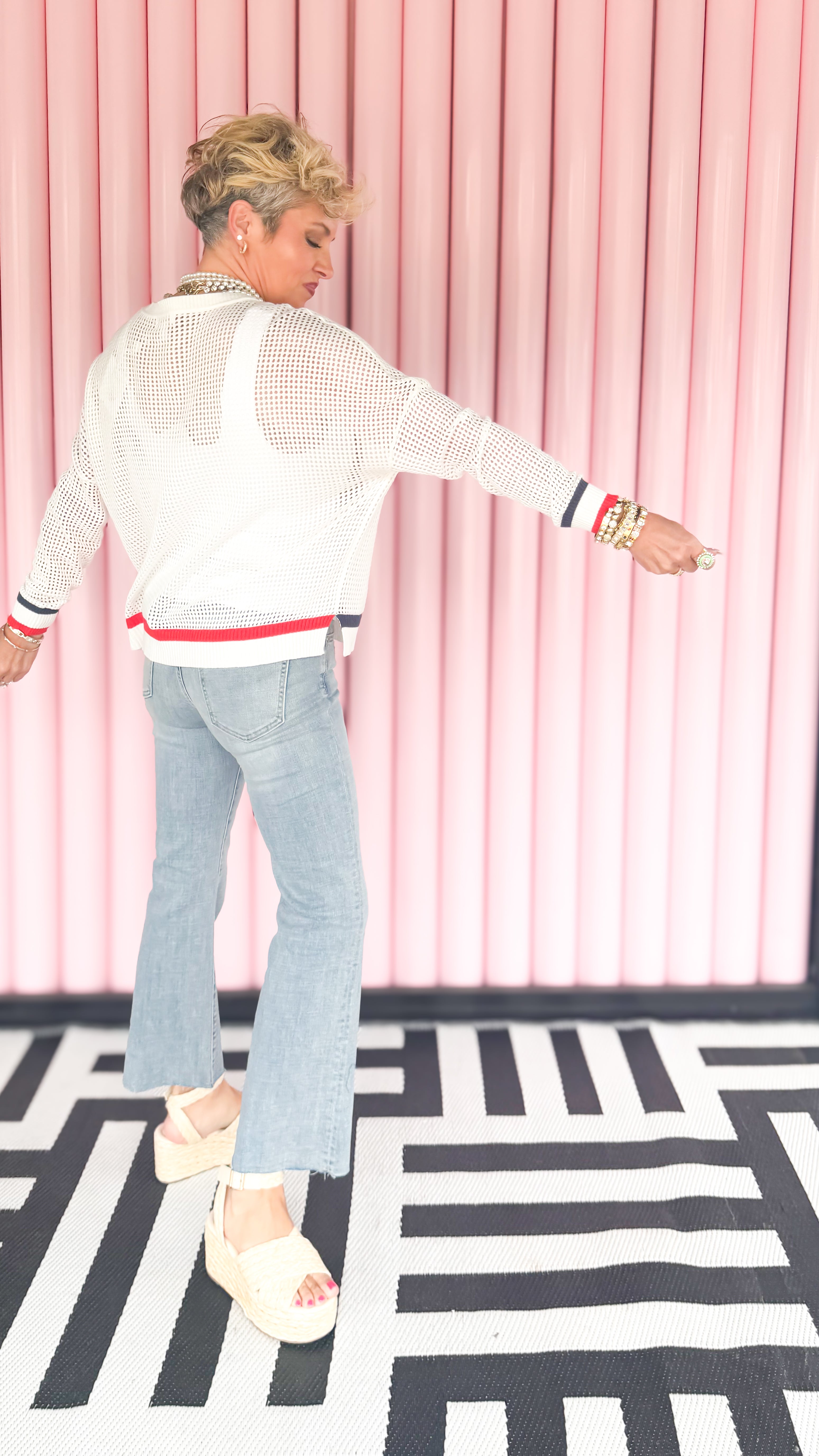 American Flag Mesh Sweater