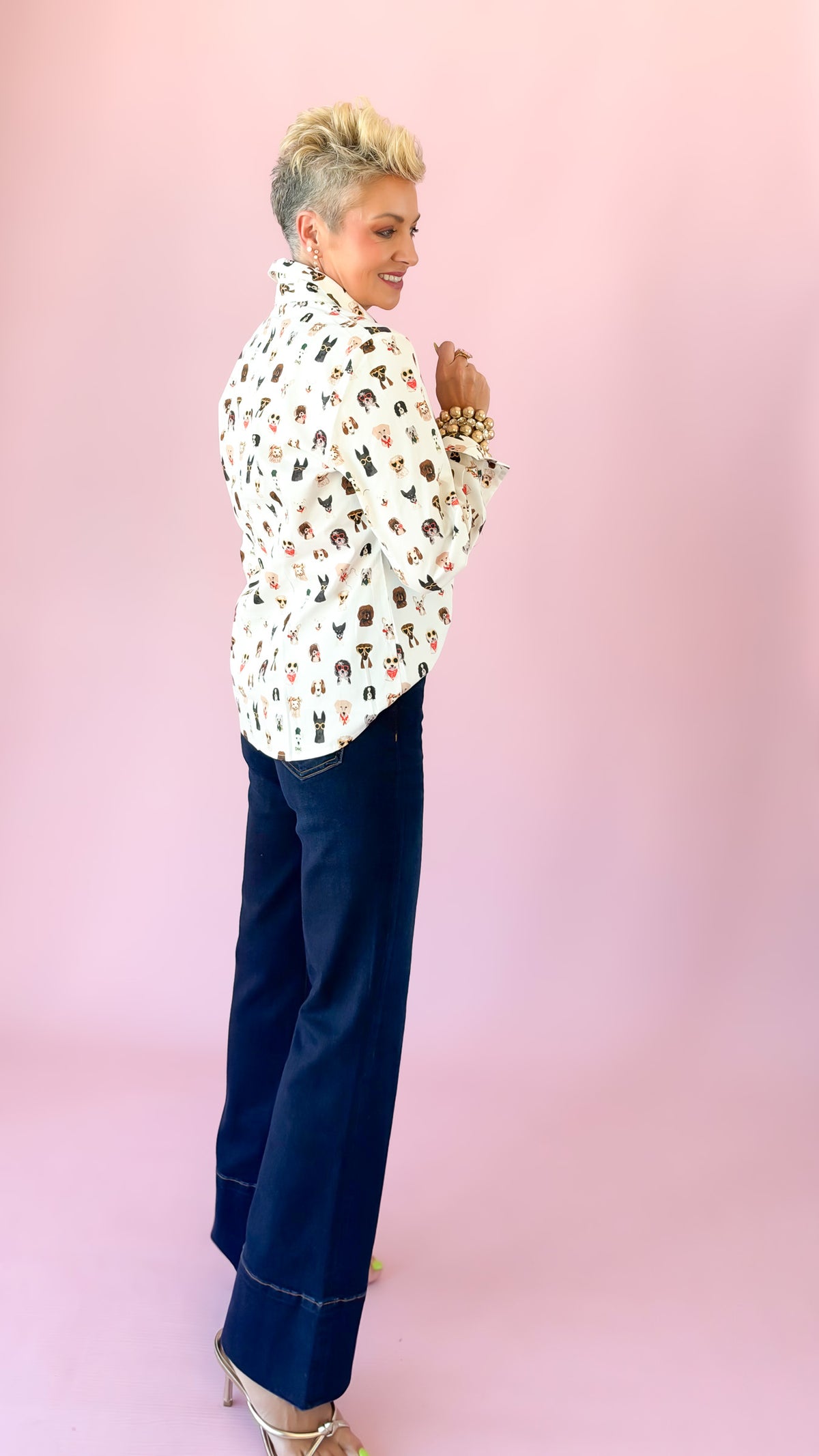 Dog Print Poplin Button-Down