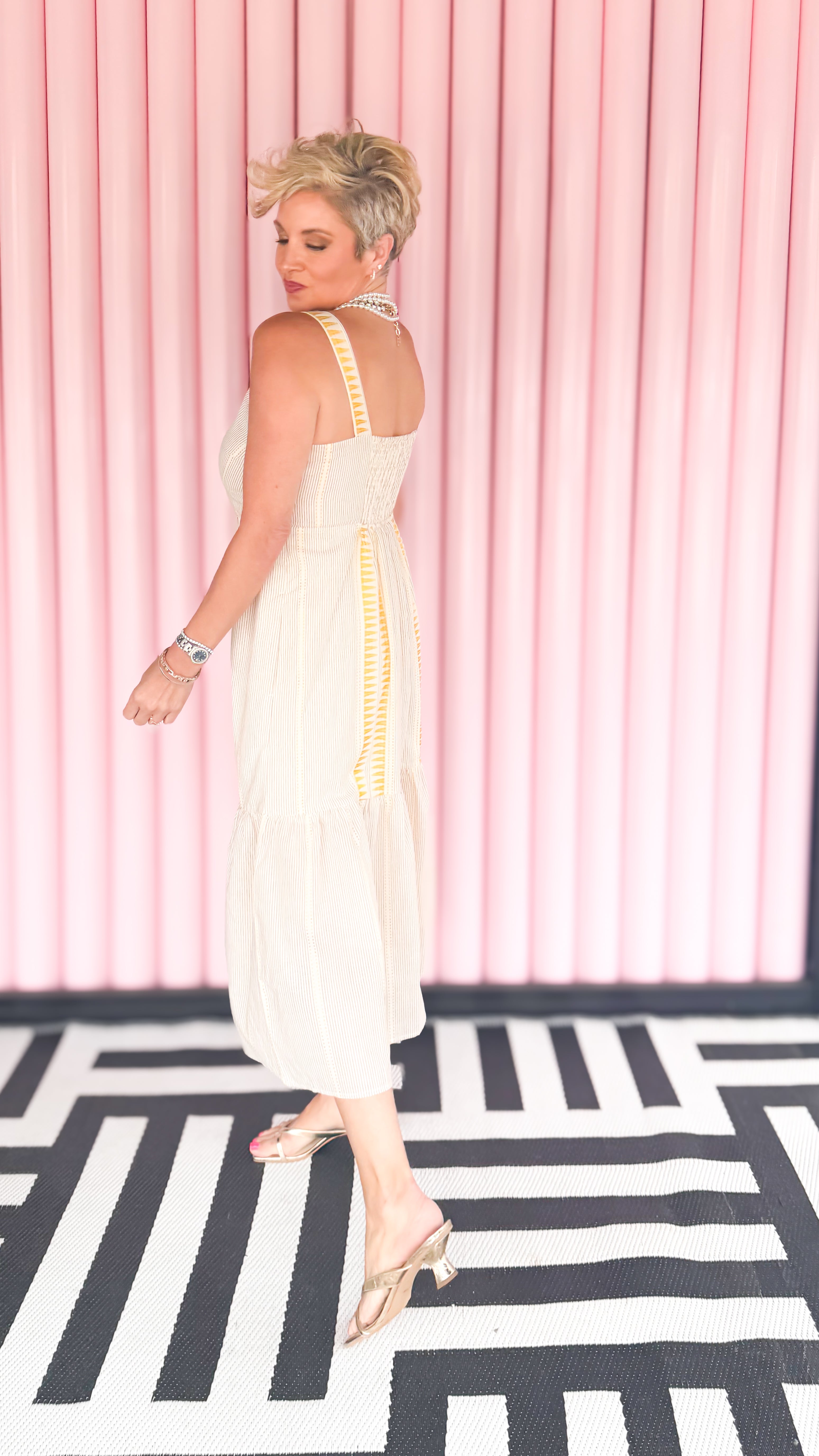 Gold and Brown Striped Sundress