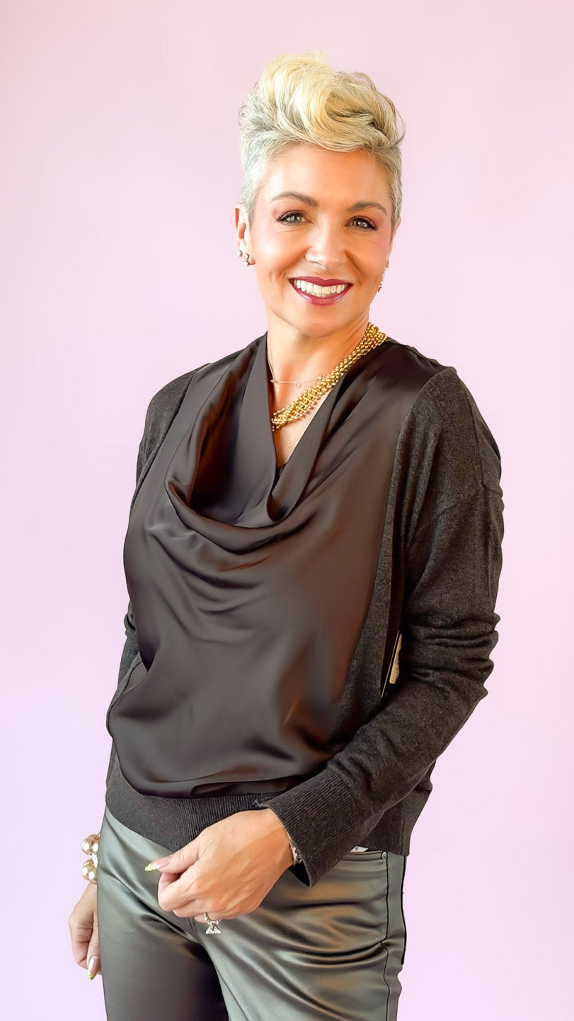 Juliette Drape Neck Top/Java